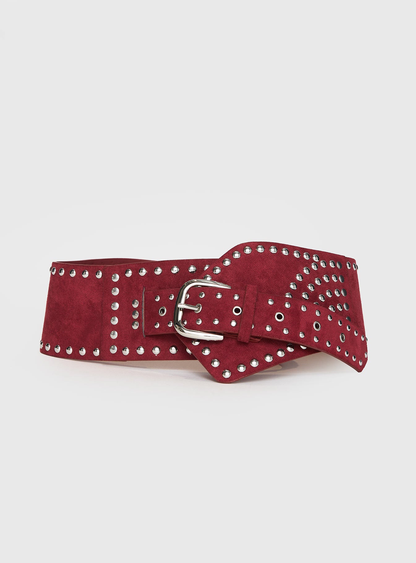 Alternative view of Calexico Studded Faux Suede Belt Red