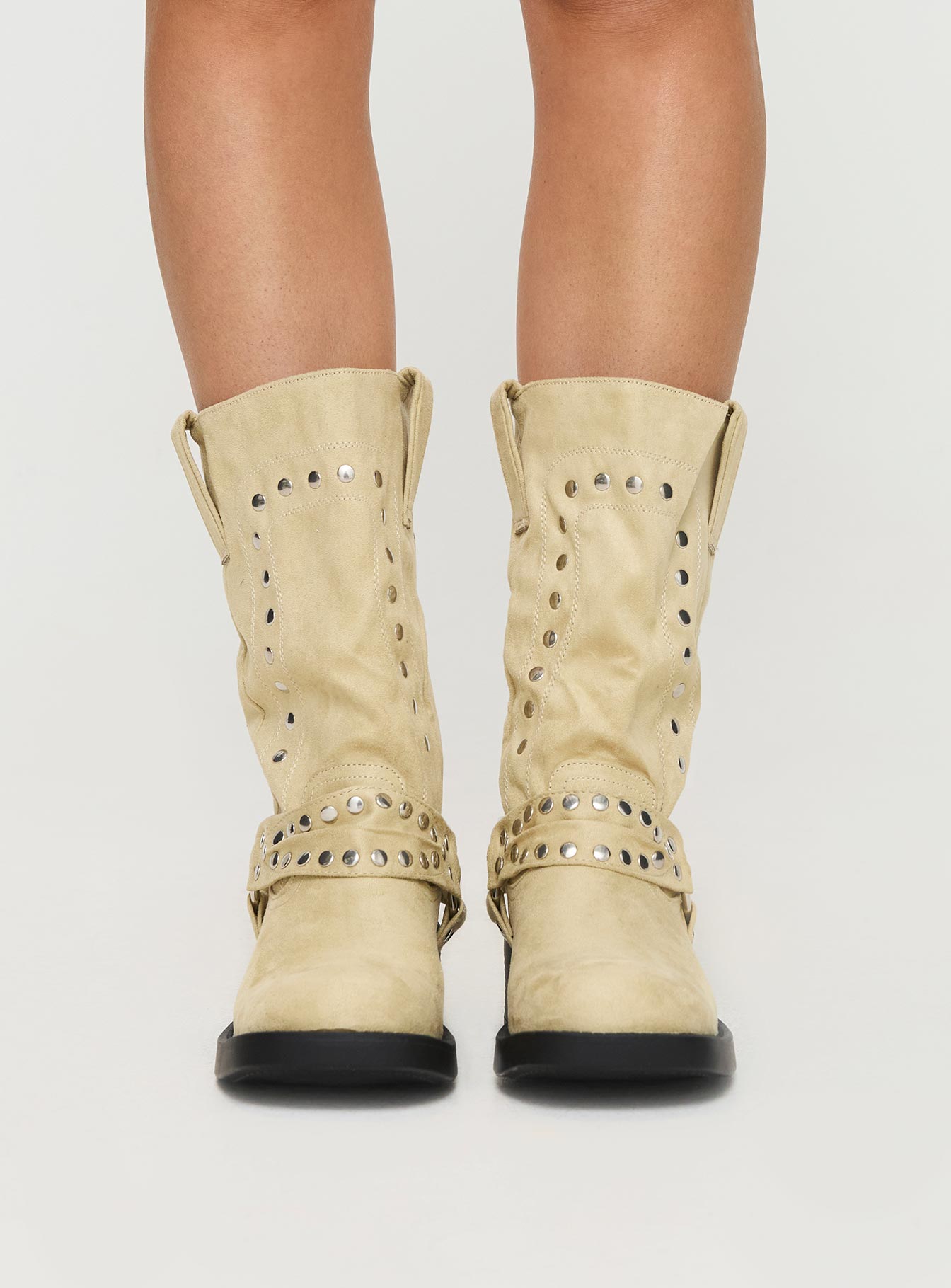 Alternative view of Allora Western Boots Beige Faux Suede