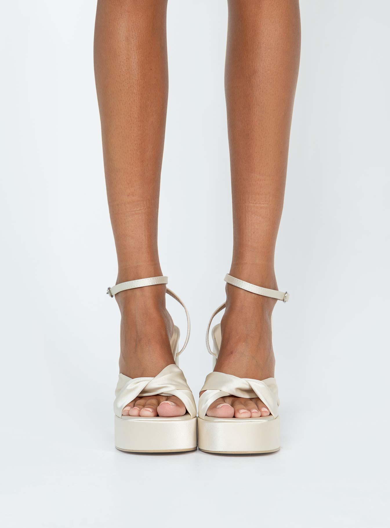 Alternative view of Everlasting Satin Platform Heels Champagne