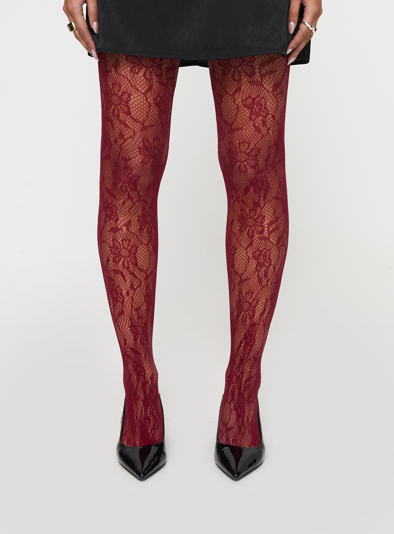 Alternative view of Fior Lace Stockings Red