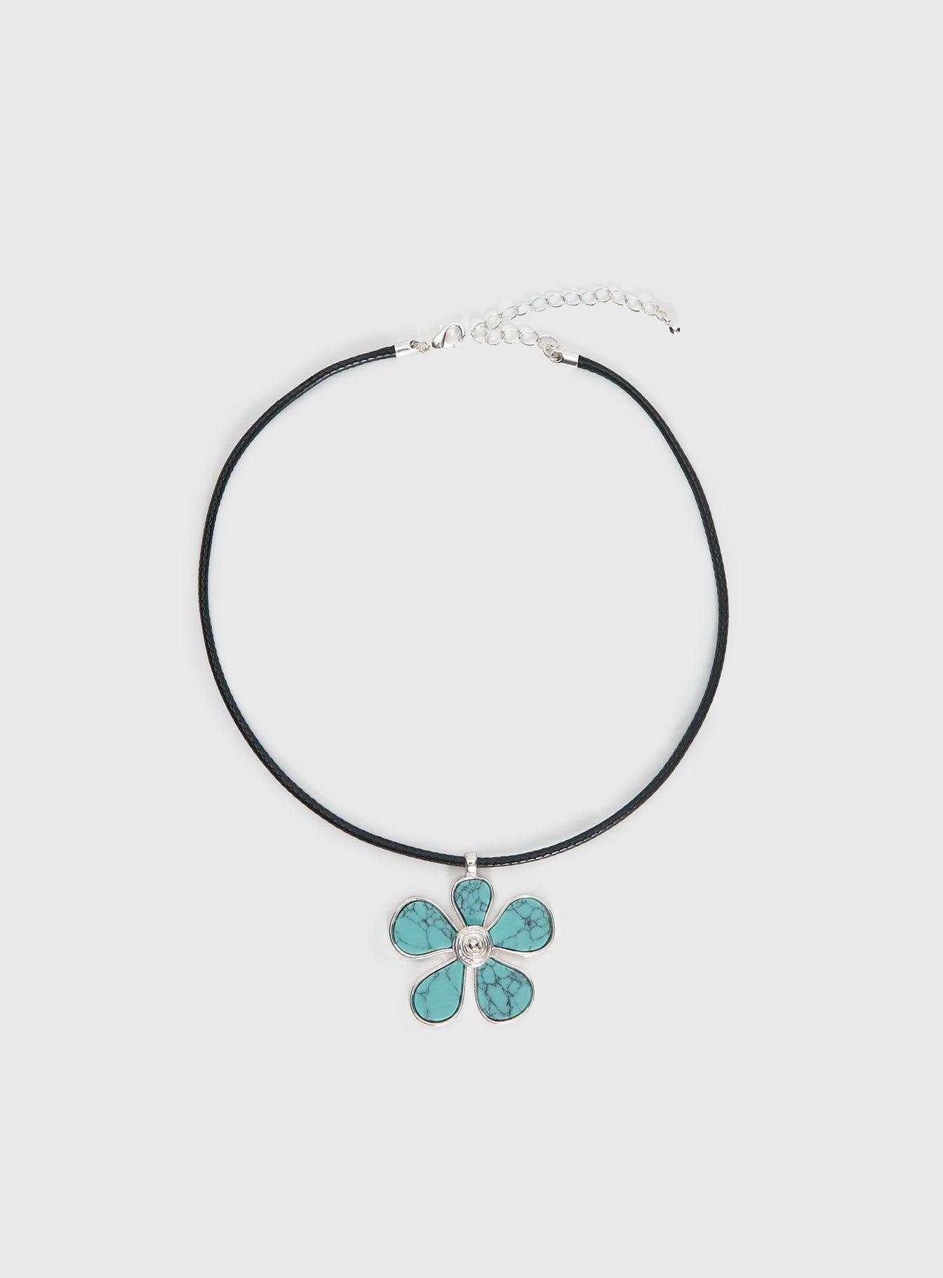 Alternative view of Cuteness Flower Pendant Necklace Black / Blue