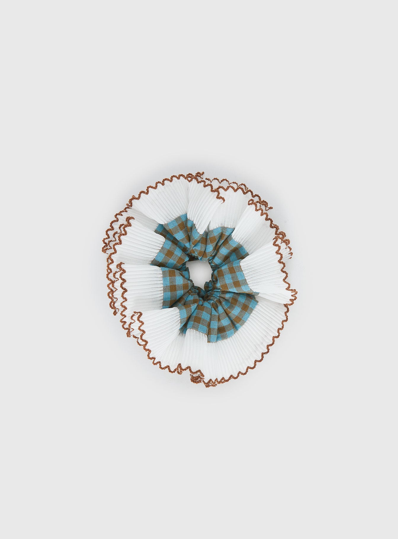 Alternative view of Fancy That Textured Scrunchie Blue Check