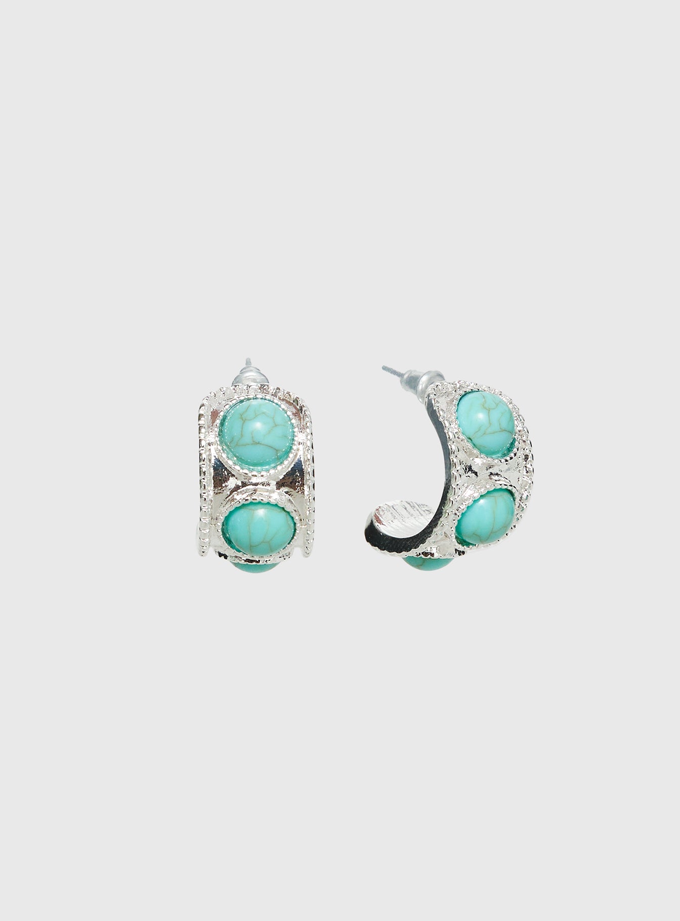 Alternative view of Endellion Hoop Earrings Silver / Turqouise