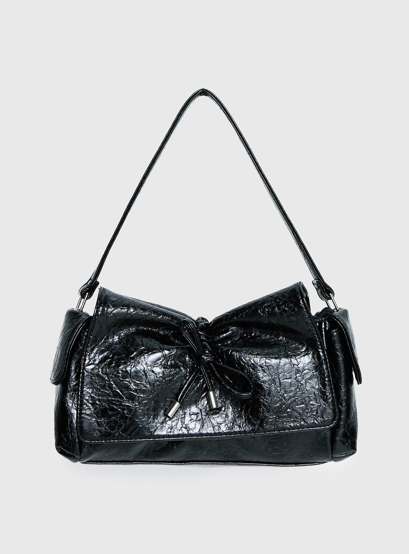 Lay Your Cards Bow Detail Shoulder Bag Black - Image 2