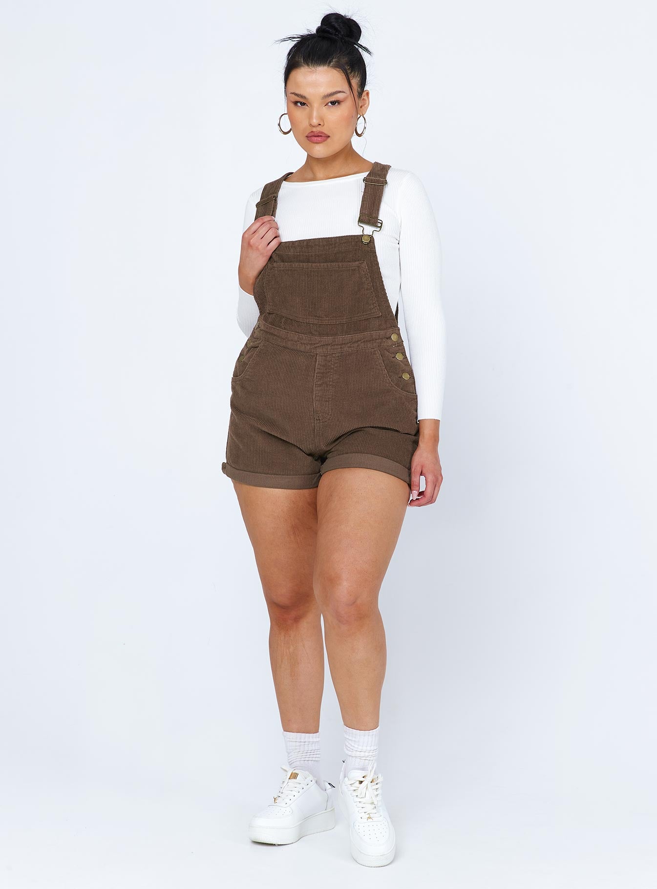Alternative view of Kacey Short Overalls Brown