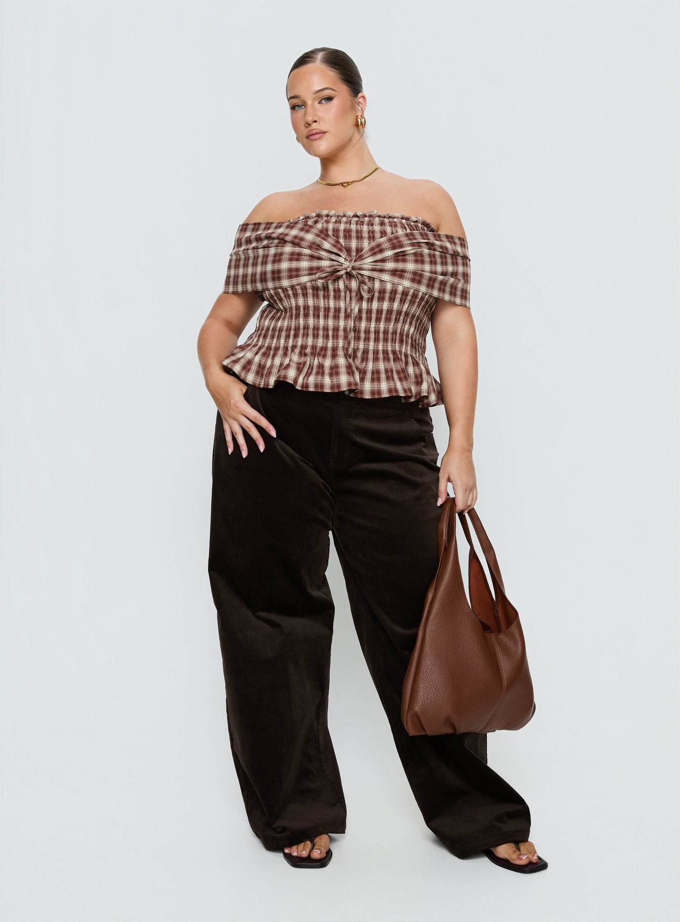 Alternative view of Kenza Wide Leg Corduroy Pant Brown Curve