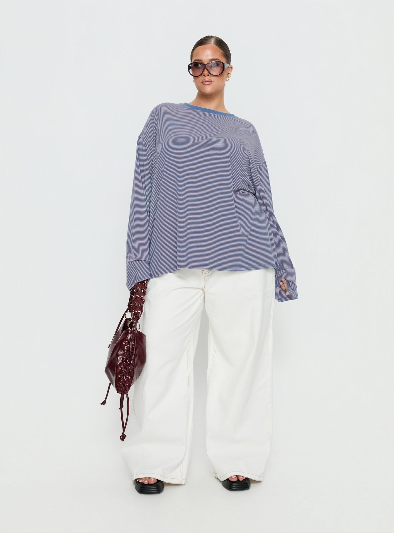 Marlah Long Sleeve Top Blue Stripe Curve - Image 3