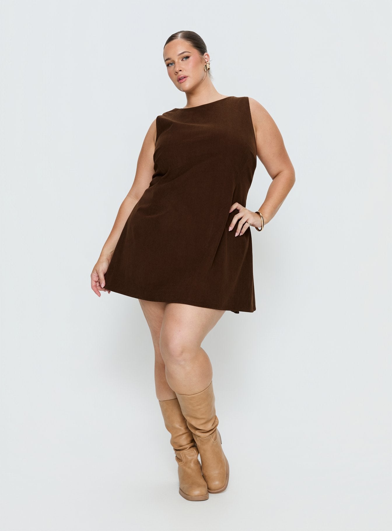 Alternative view of Alfalfa Corduroy Mini Dress Chocolate Curve