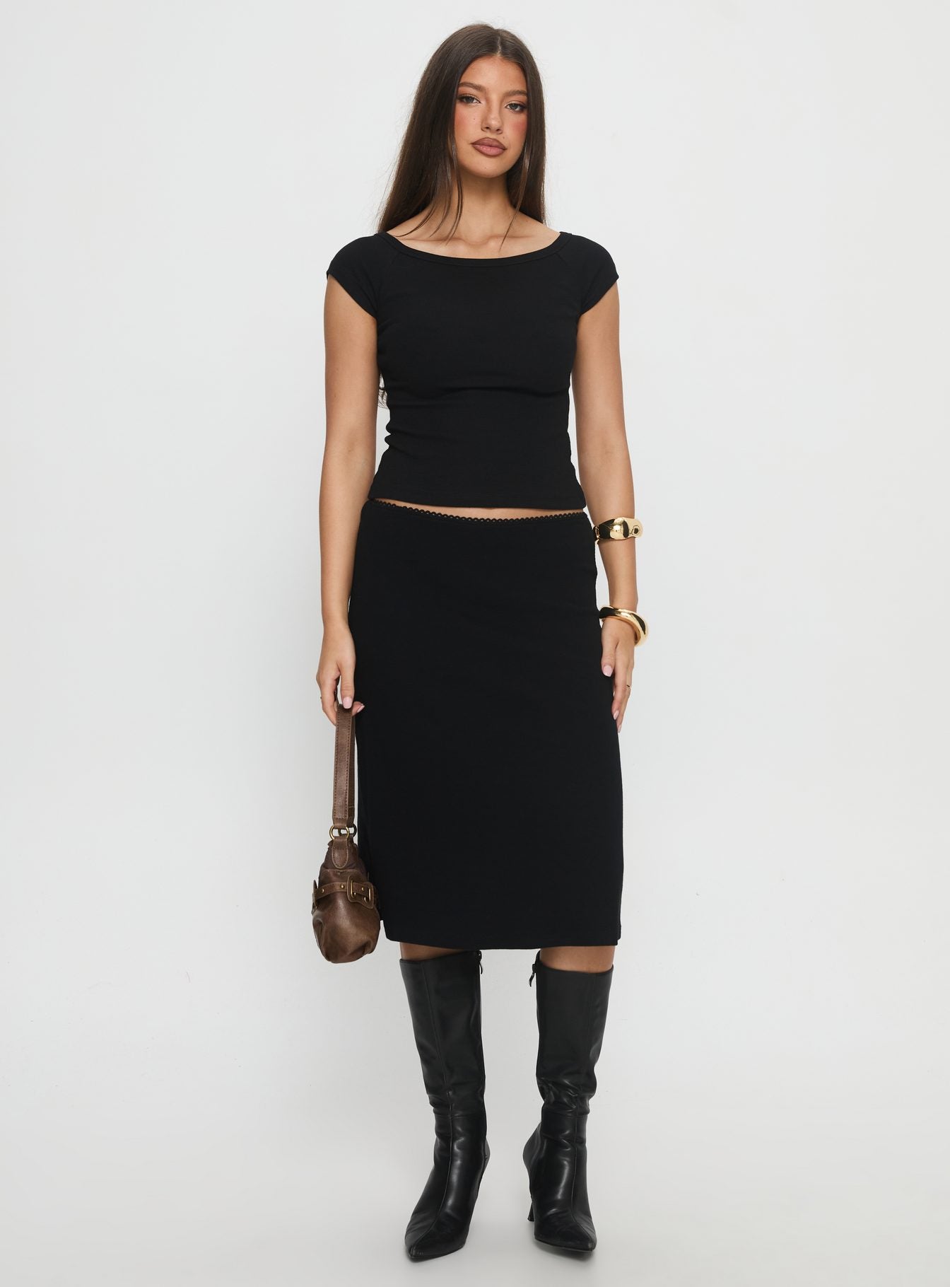 Baseline Rib Midi Skirt Black - Image 3