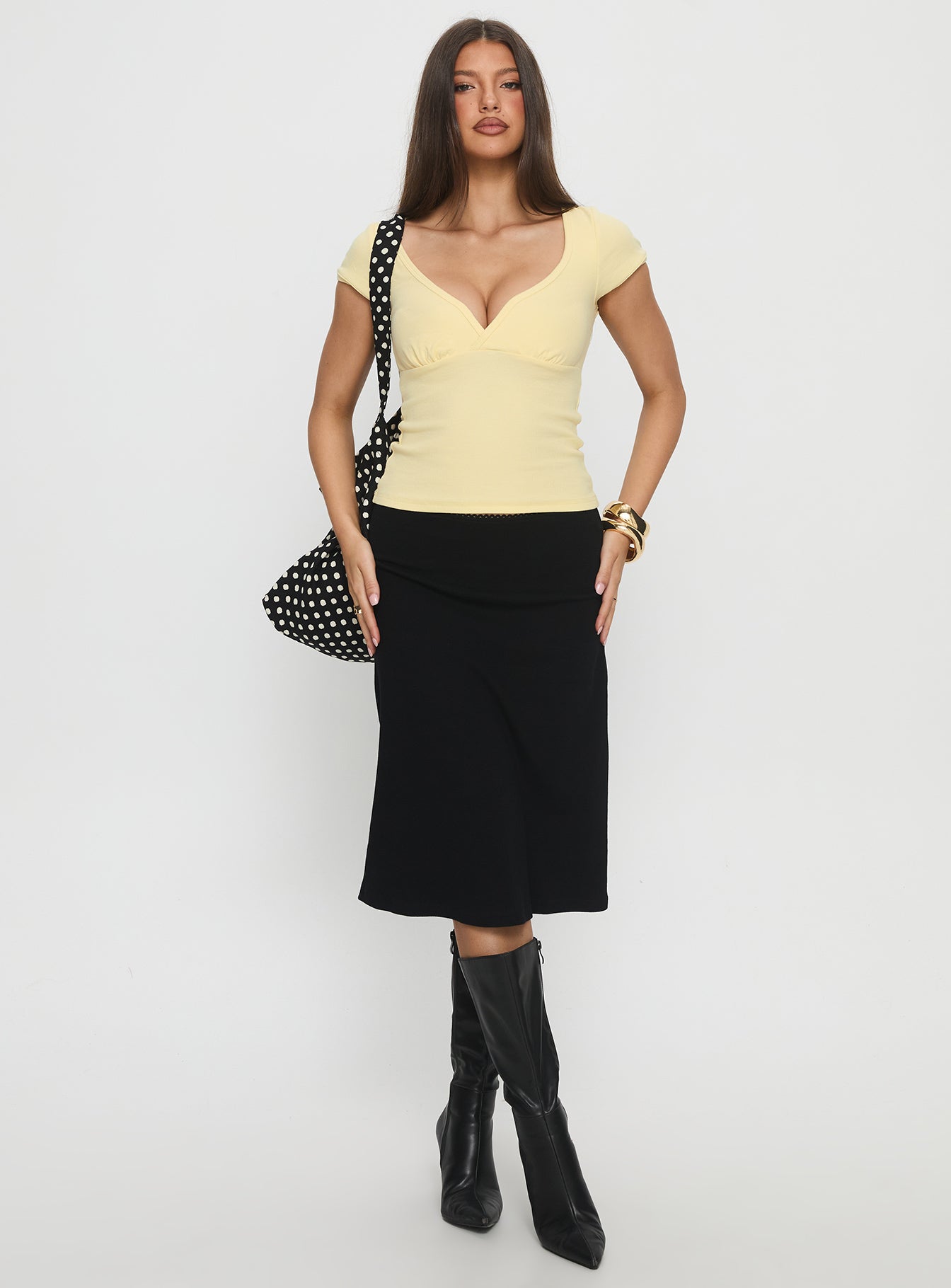 Baseline Cross Over Cap Sleeve Top Yellow - Image 3