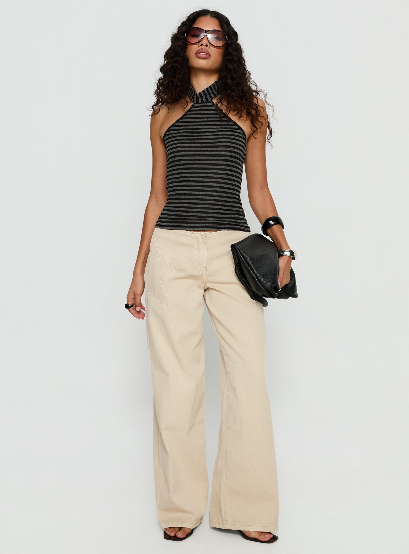 Alternative view of Dolley Star Stitch Mid Rise Wide Leg Jean Ecru