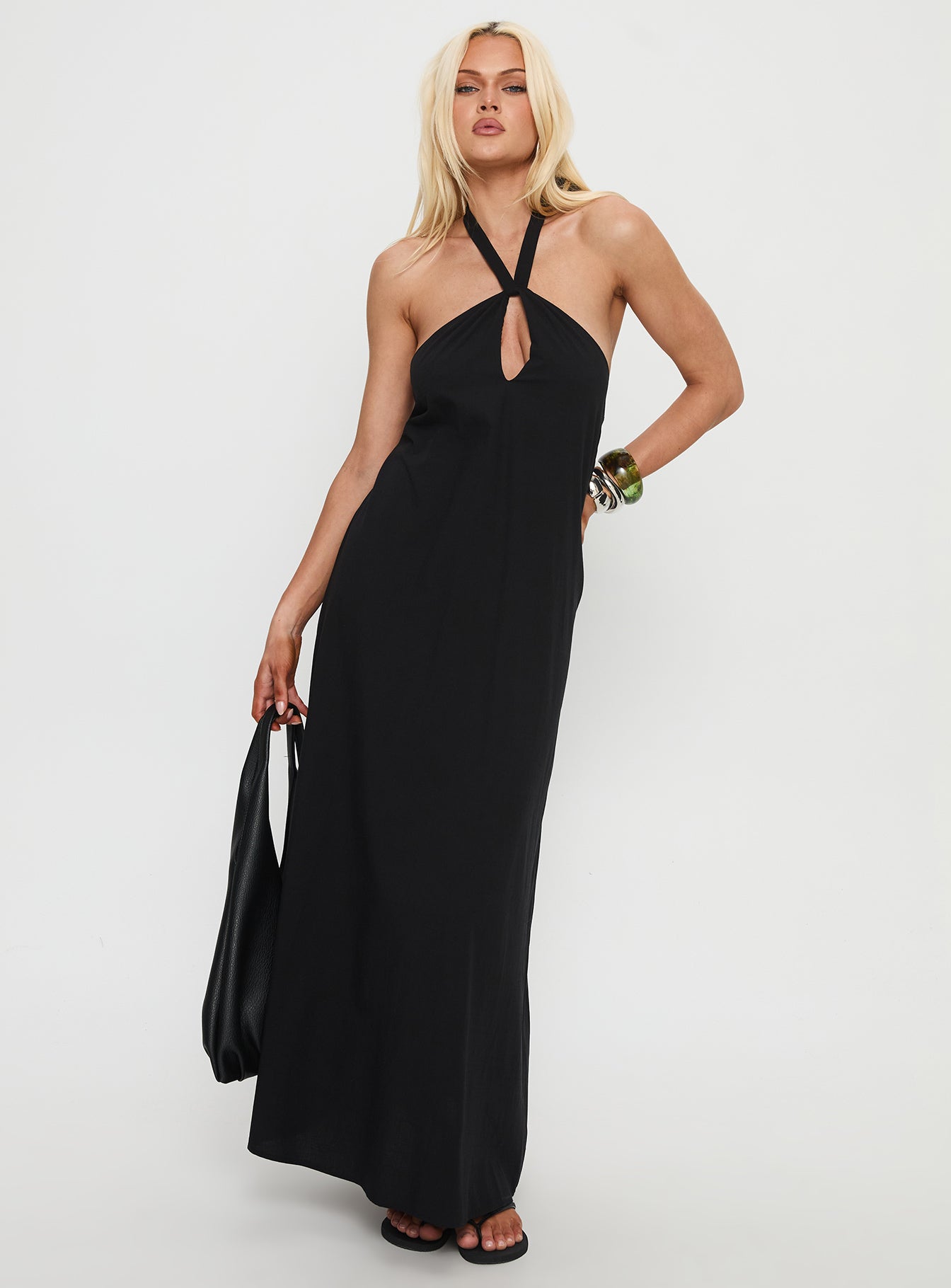 Alternative view of Kaiana Keyhole Halter Maxi Dress Black