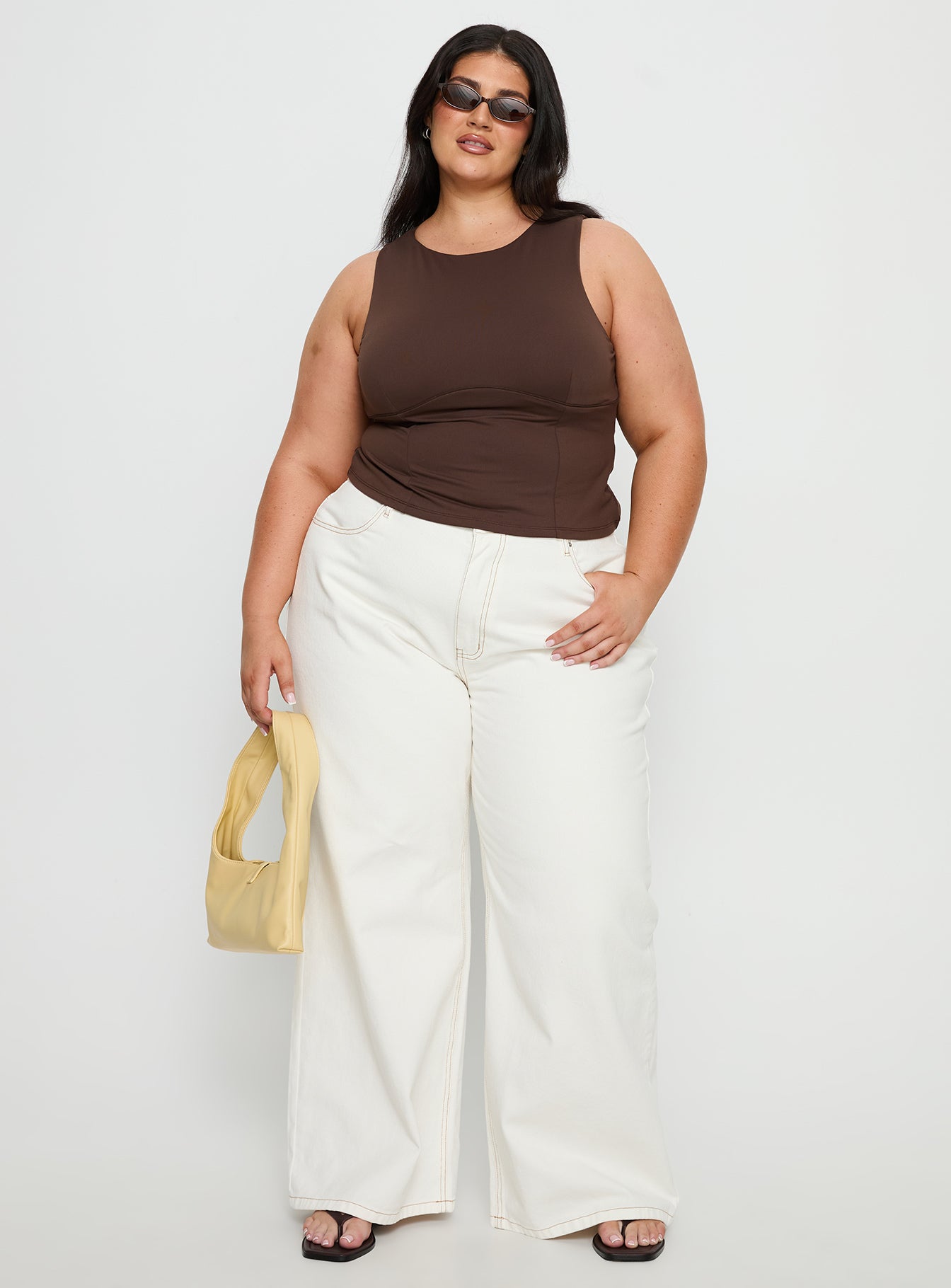 Alternative view of Georgetta Bust Detail Cami Top Brown Curve