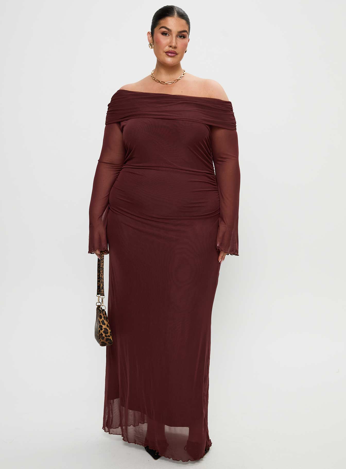 Consideration Long Sleeve Maxi Dress Chocolate Curve - Image 3