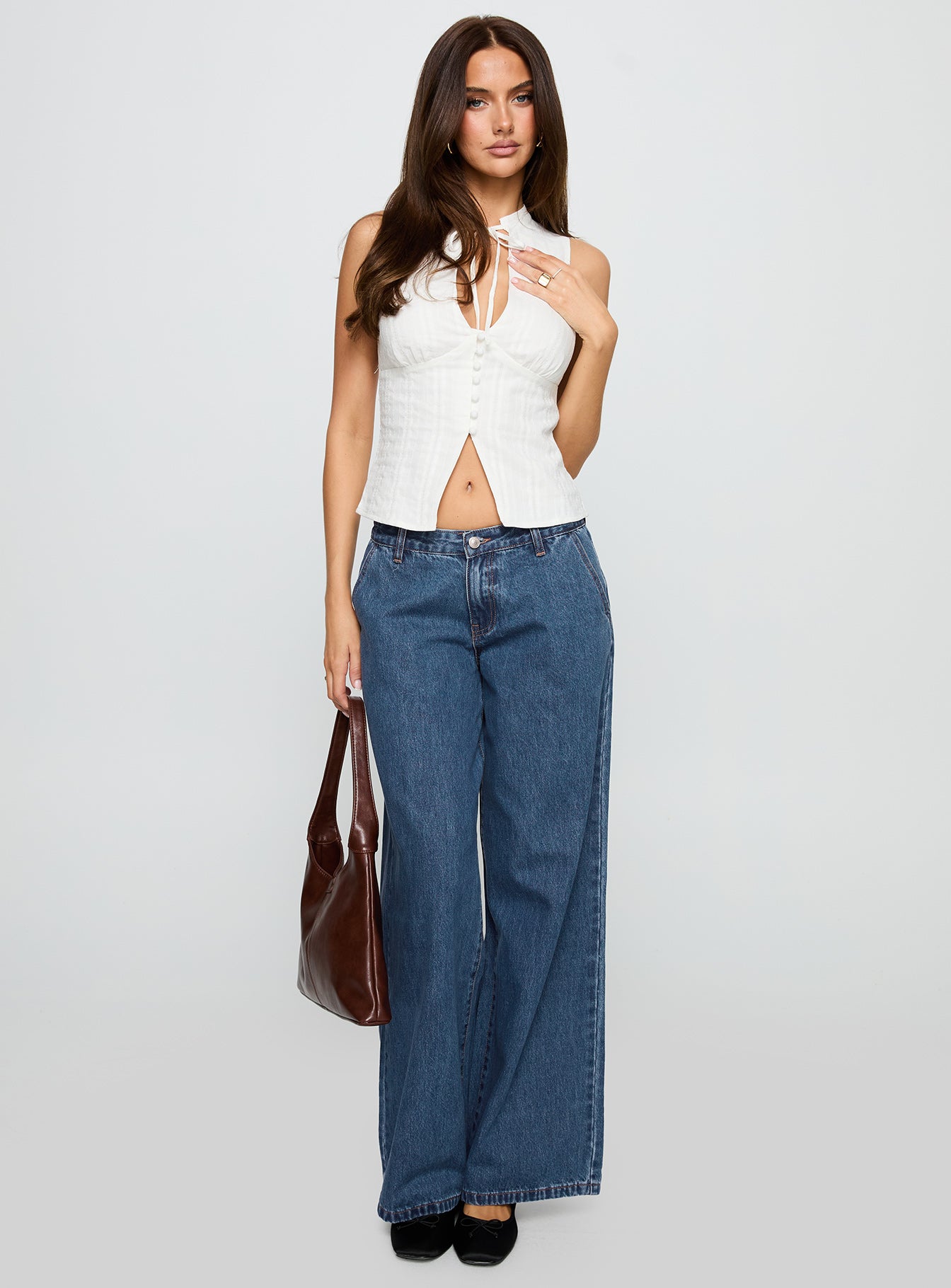 Alternative view of Hyde Low Rise Wide Leg Jeans Mid Blue