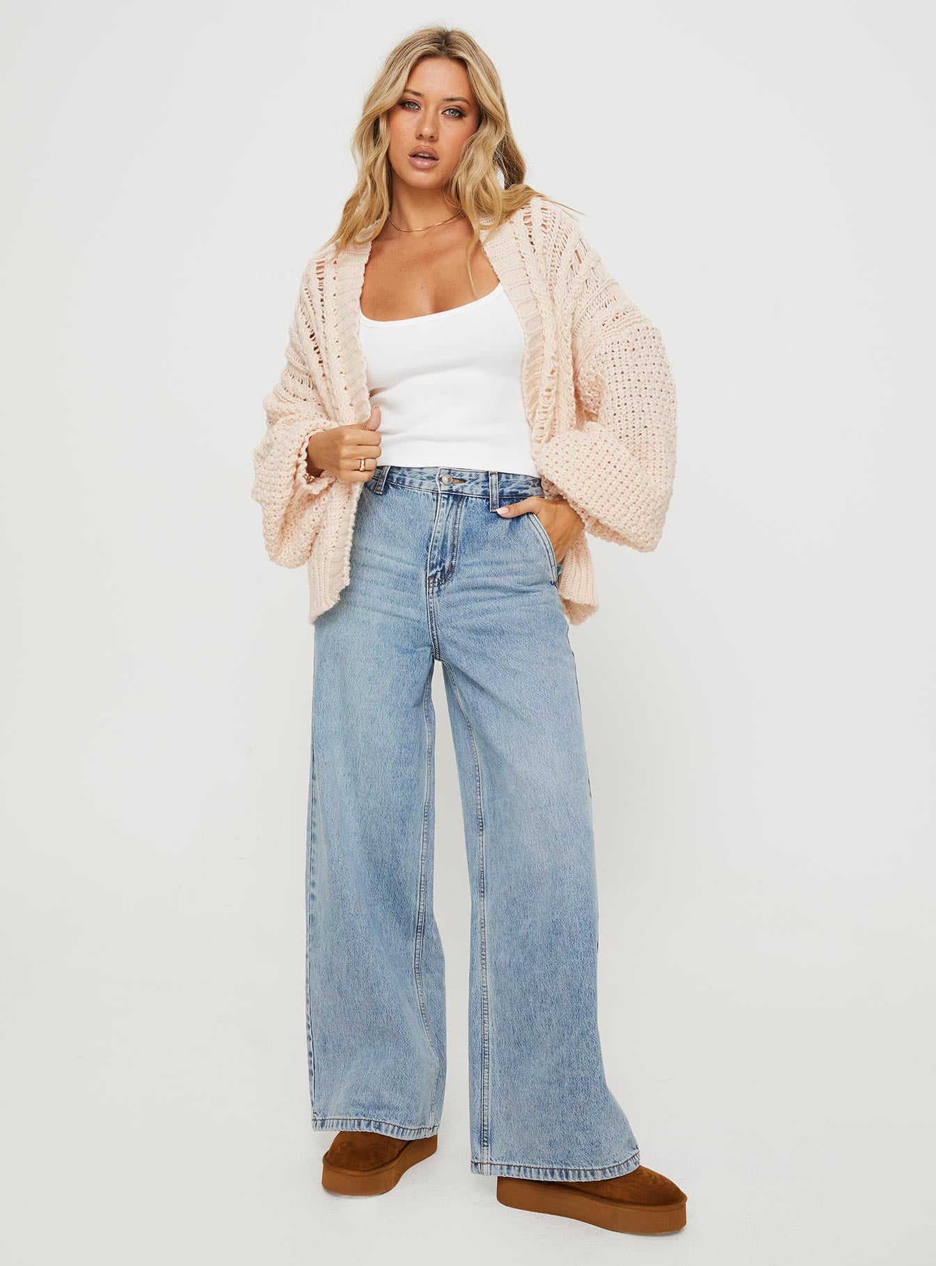 Alternative view of Abner Cable Cardigan Beige