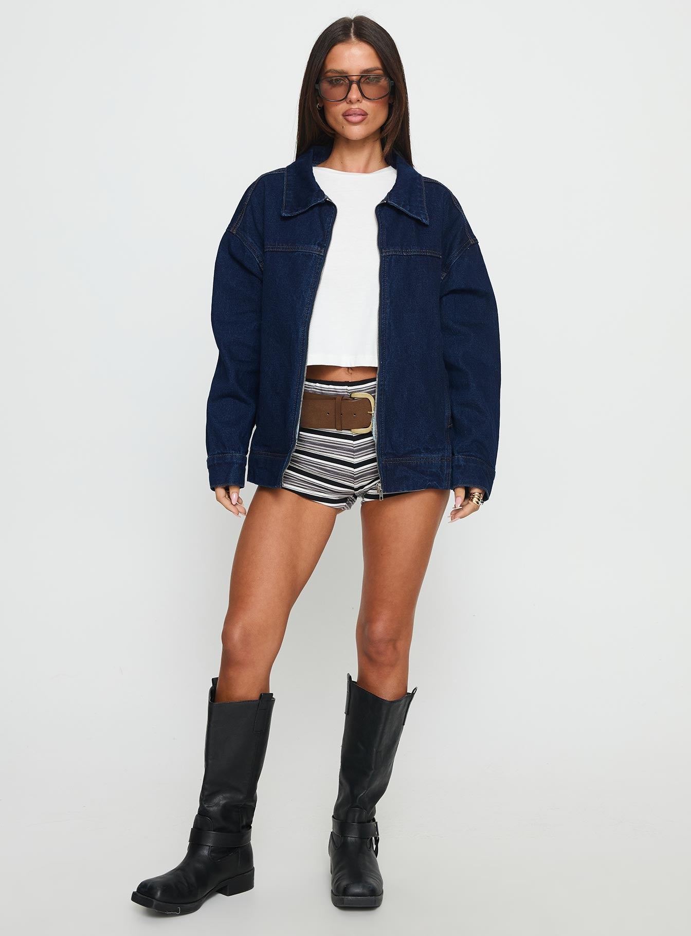 Alternative view of Goldsmith Denim Bomber Jacket Dark Wash