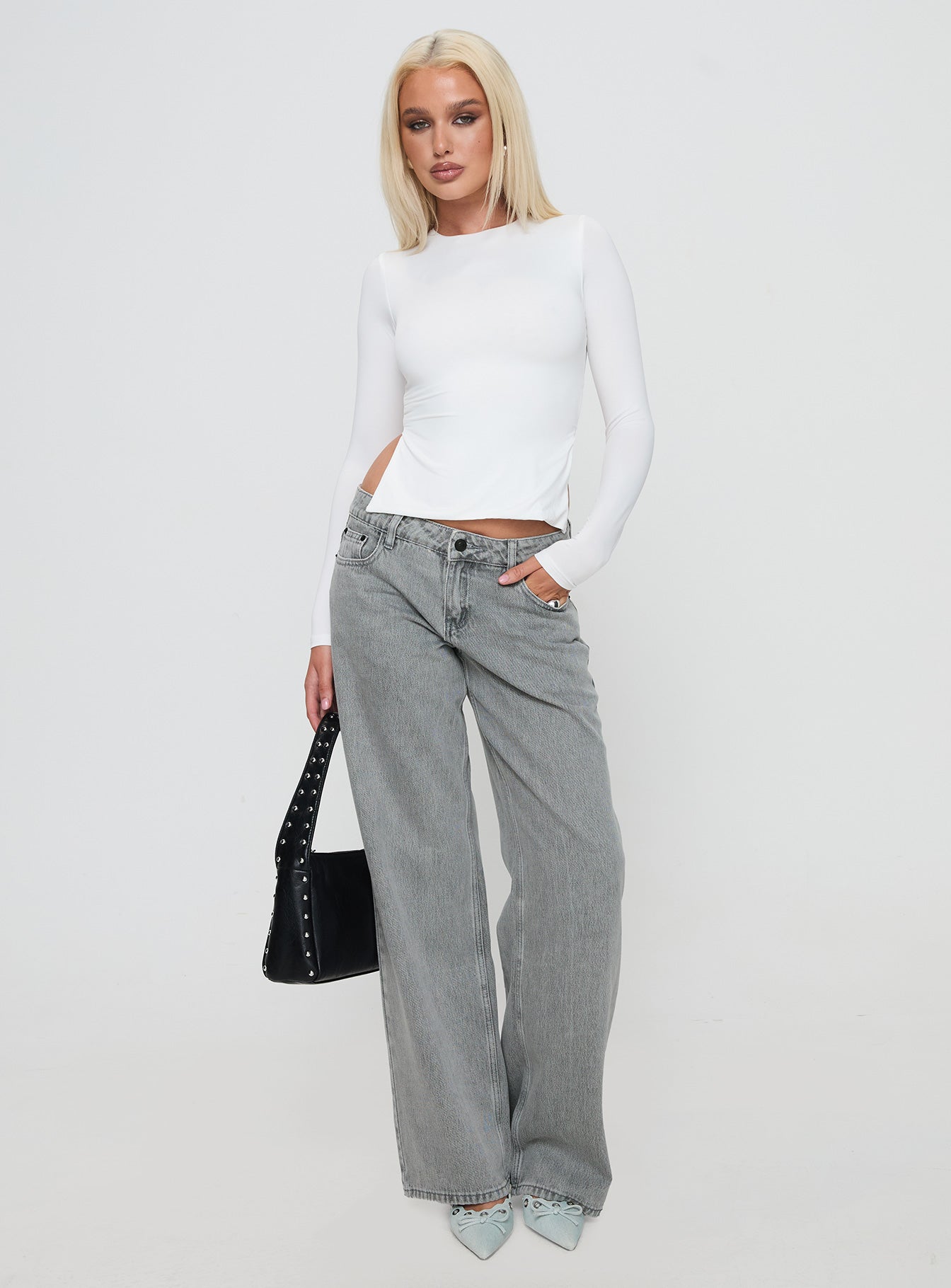 Ellanor Low Rise Straight Leg Jean Washed Grey - Image 3