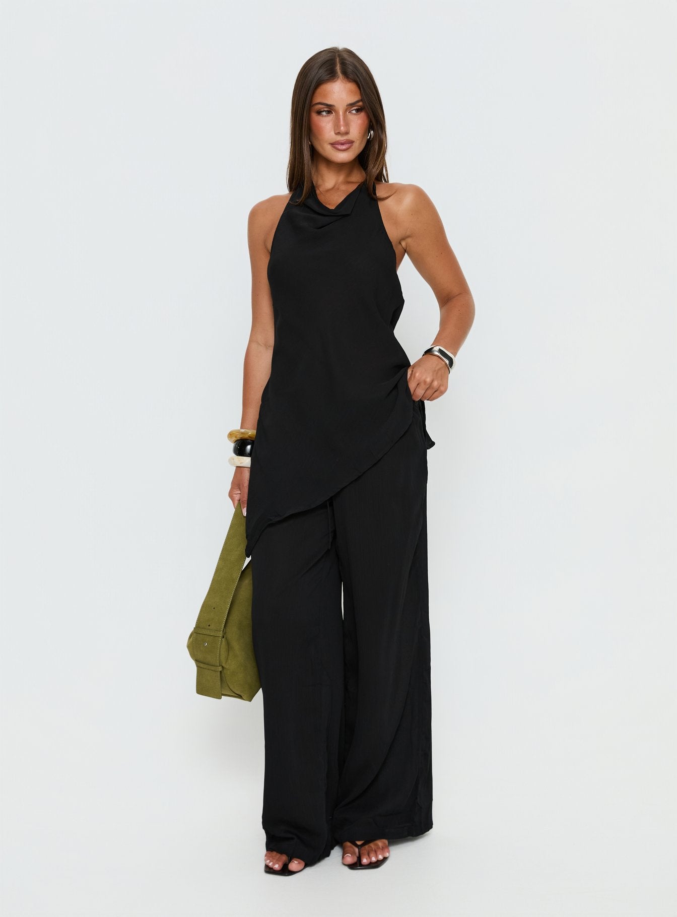 Emorisa Mid Rise Chiffon Pant Black - Image 3