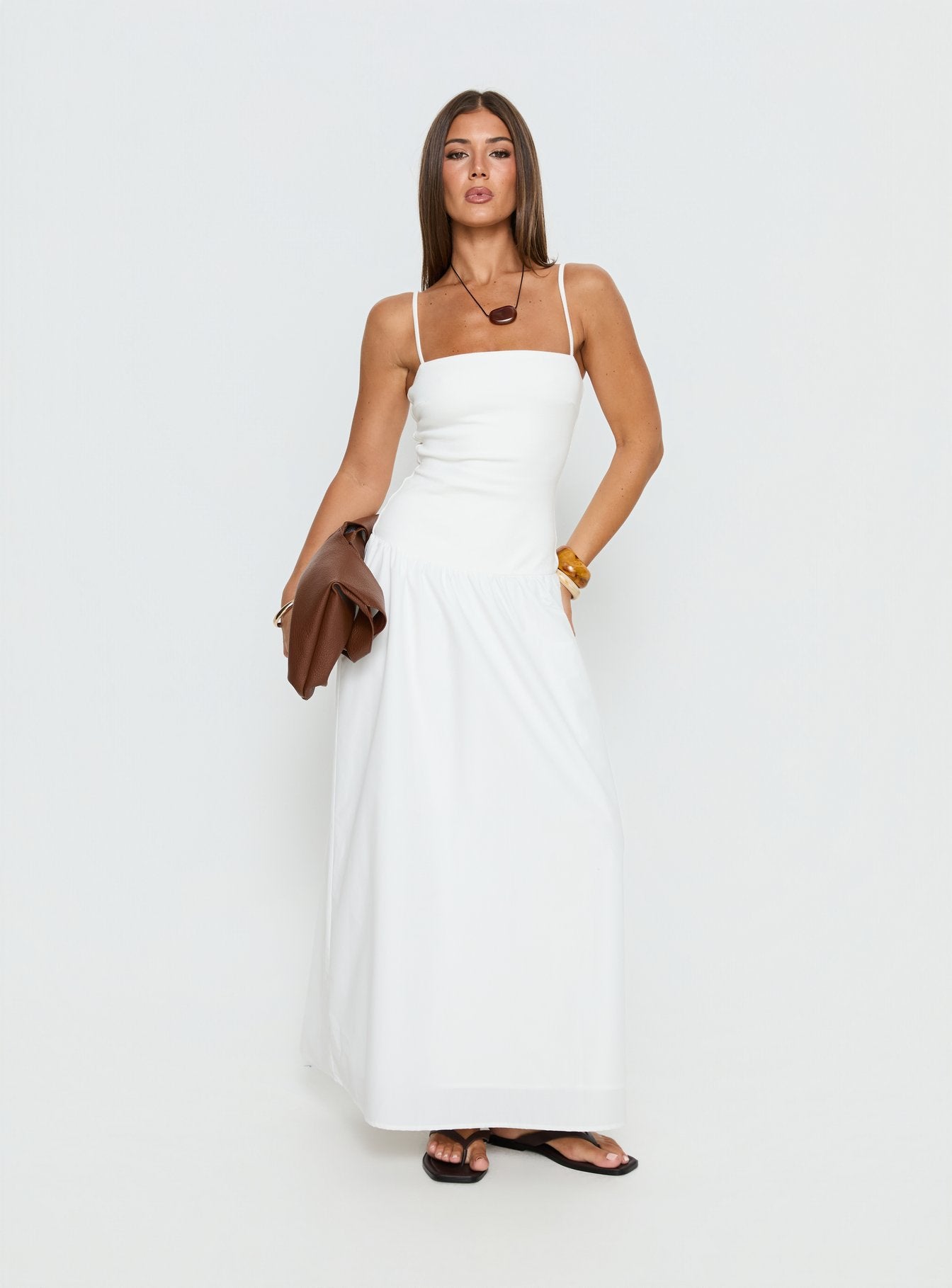 Erroll Drop Waist Knit Maxi Dress White - Image 3