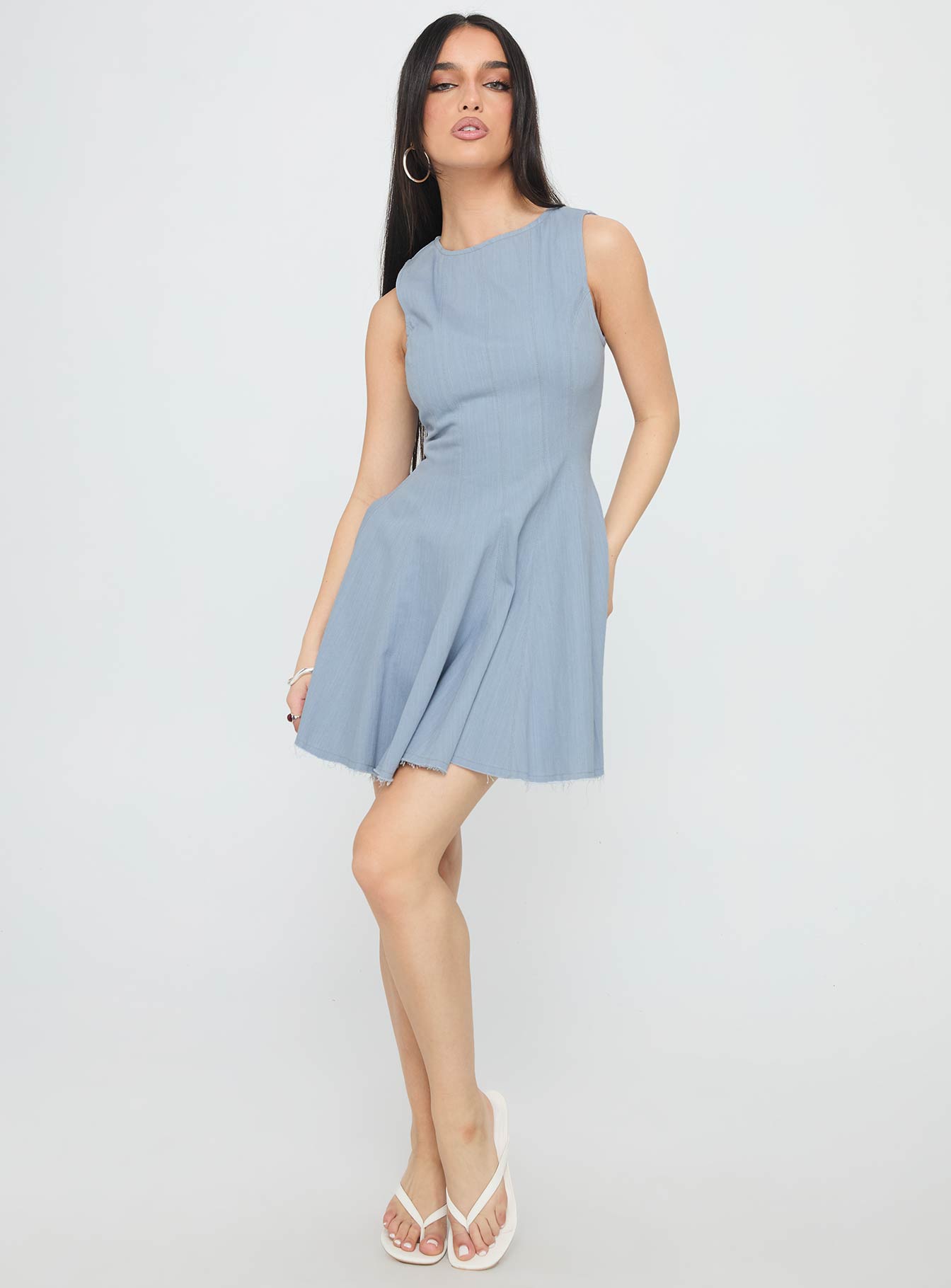 Alternative view of Composure Pleat Mini Dress Blue