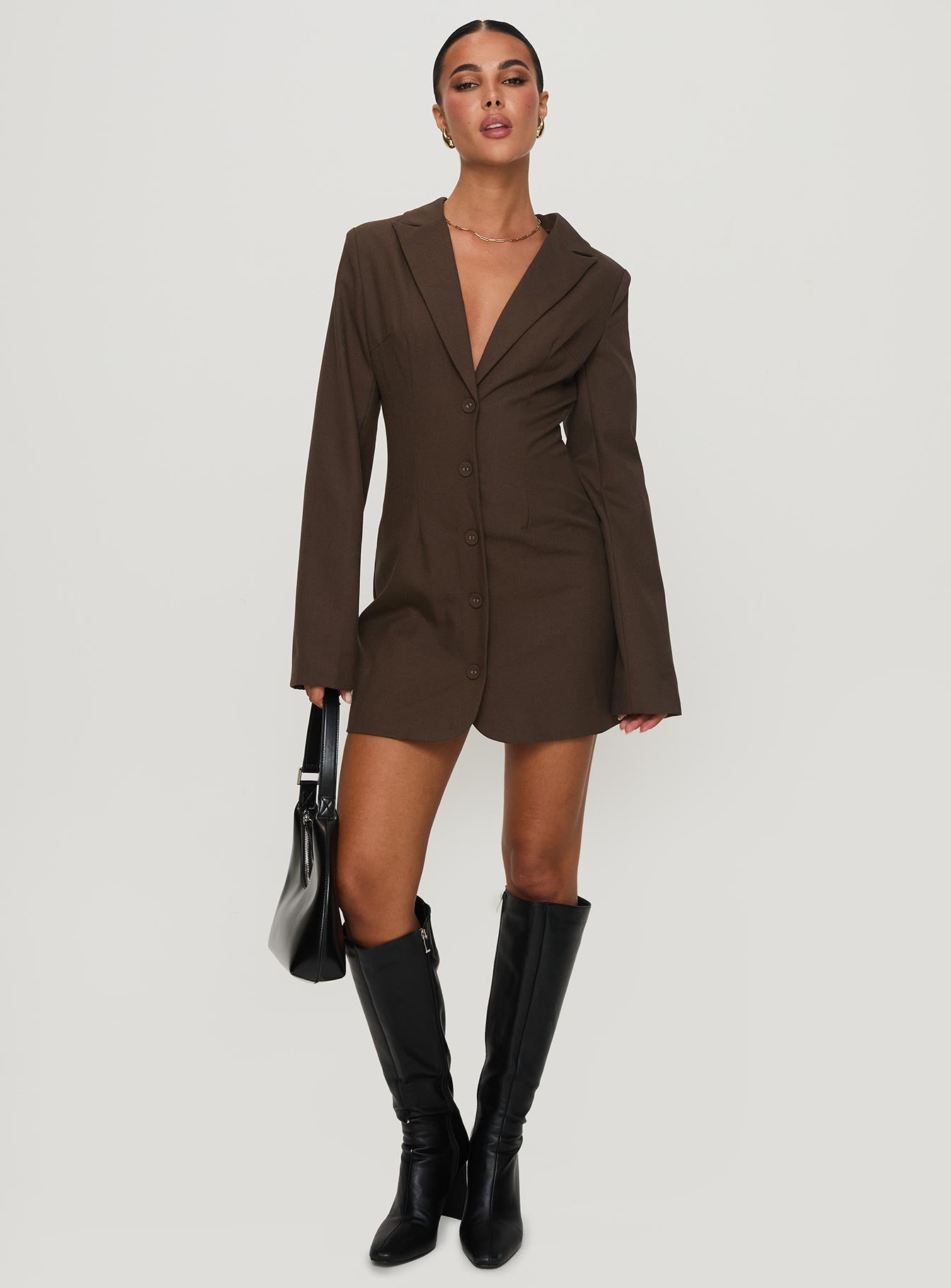 Alternative view of Dianah Blazer Mini Dress Brown