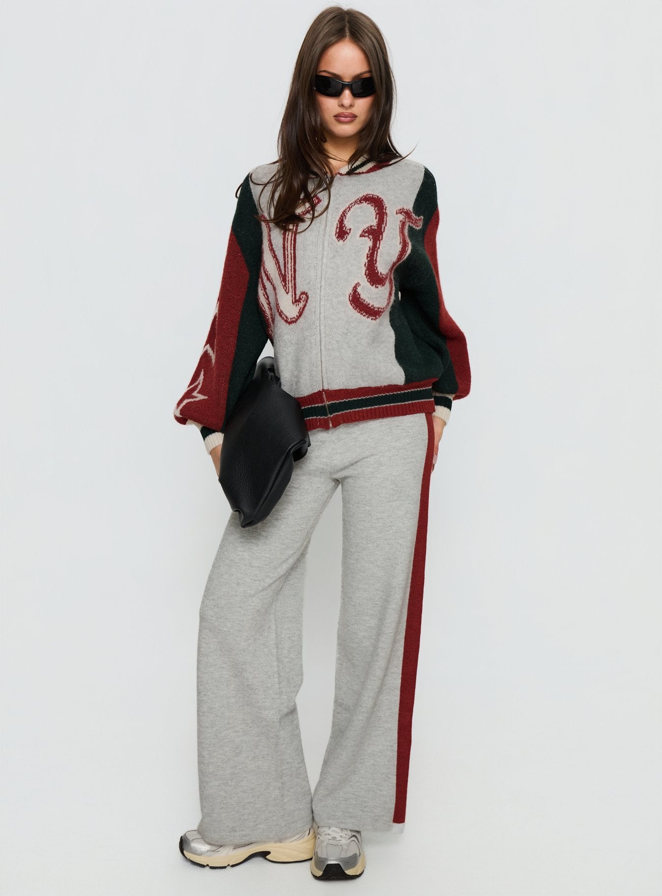 Alternative view of Brandyce Straight Leg Knit Pants Grey / Red
