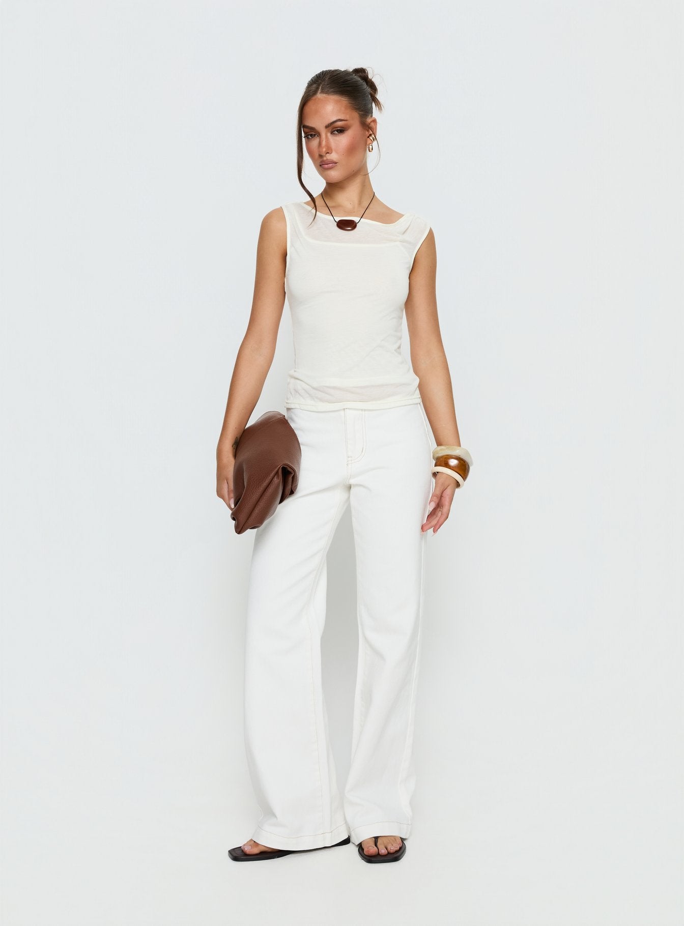 Buenos No Waist Low Rise Straight Leg Jeans White - Image 3