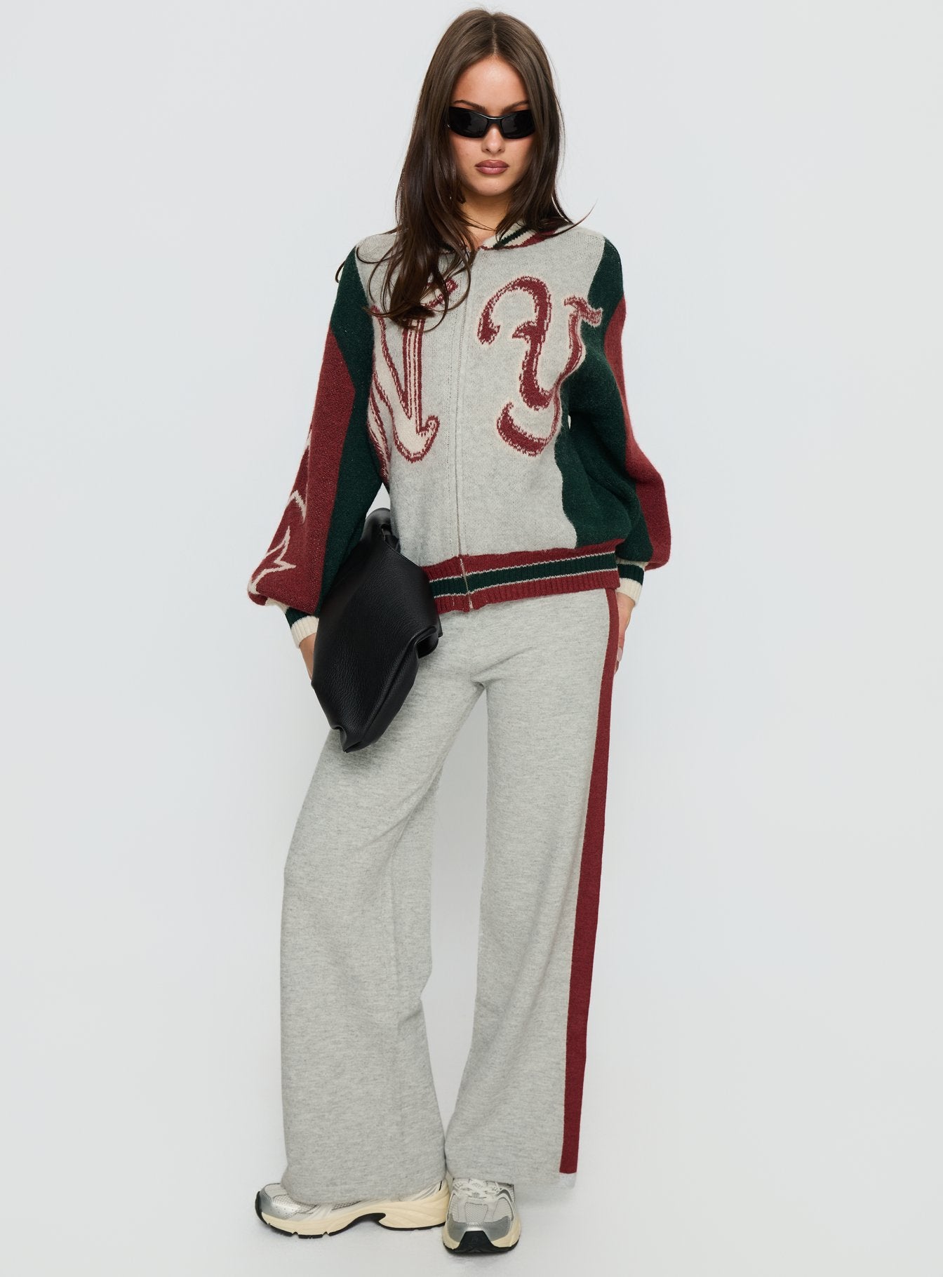 Alternative view of Brandyce Graphic Knit Jacket Grey / Red