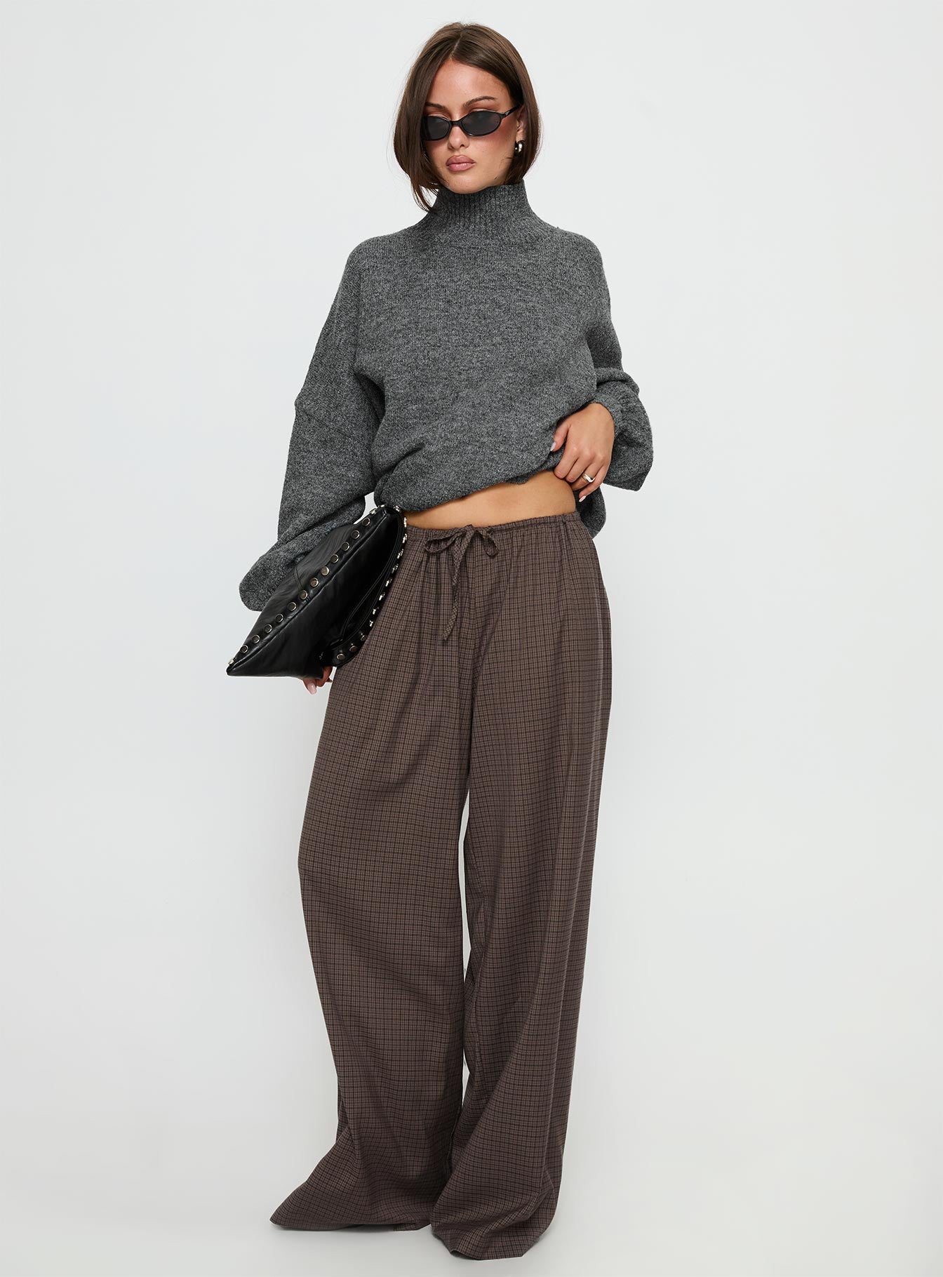 Alternative view of Bungala Oversized Relaxed Pants Brown Check