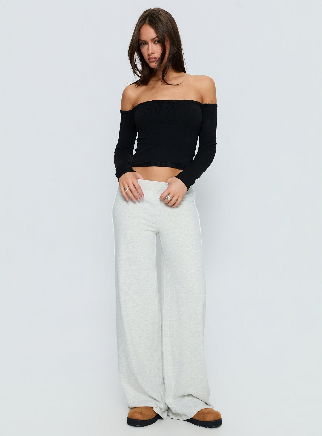 Alternative view of Ellaina Off Shoulder Long Sleeve Top Black
