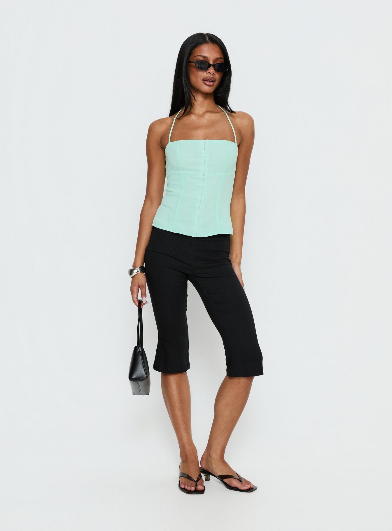 Alternative view of Delamere Tie Neck Top Aqua