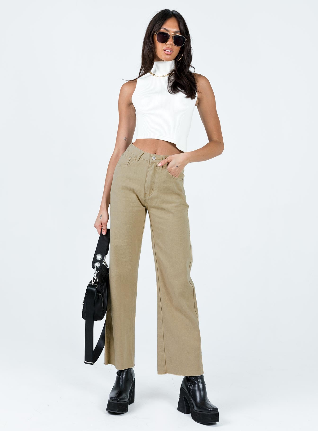 Alternative view of Arlington High Rise Straight Leg Denim Jeans Stone