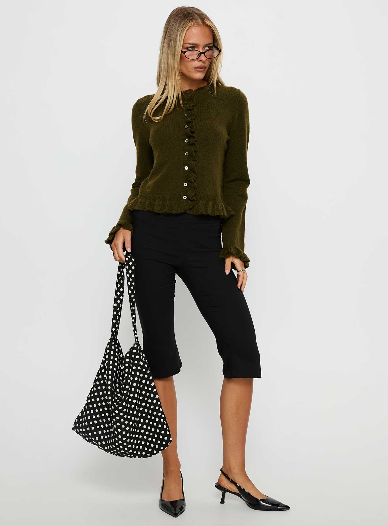 Alternative view of Inclination Frill Cardigan Moss
