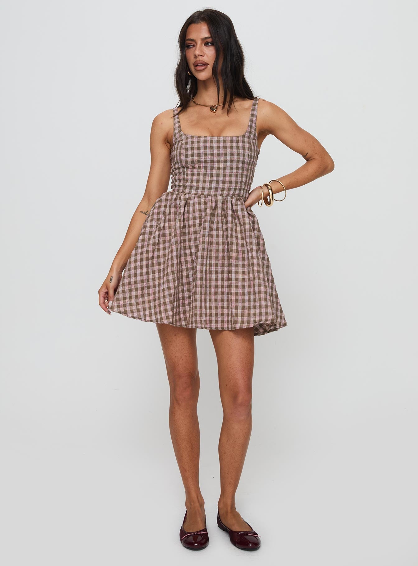 Cartmel Mini Dress Brown / Pink - Image 3