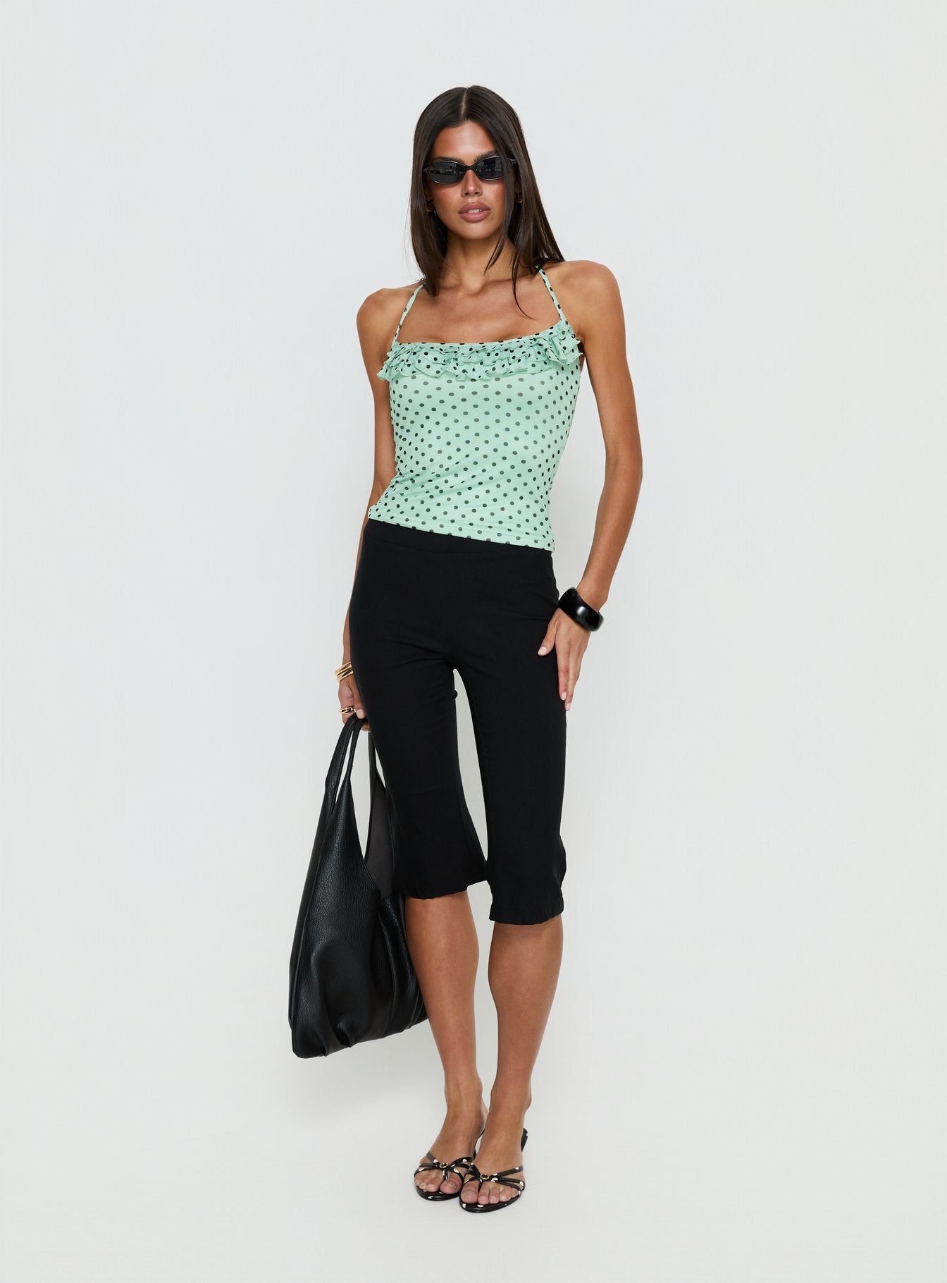 Alternative view of Days Of Summer Ruffle Top Mint Polka