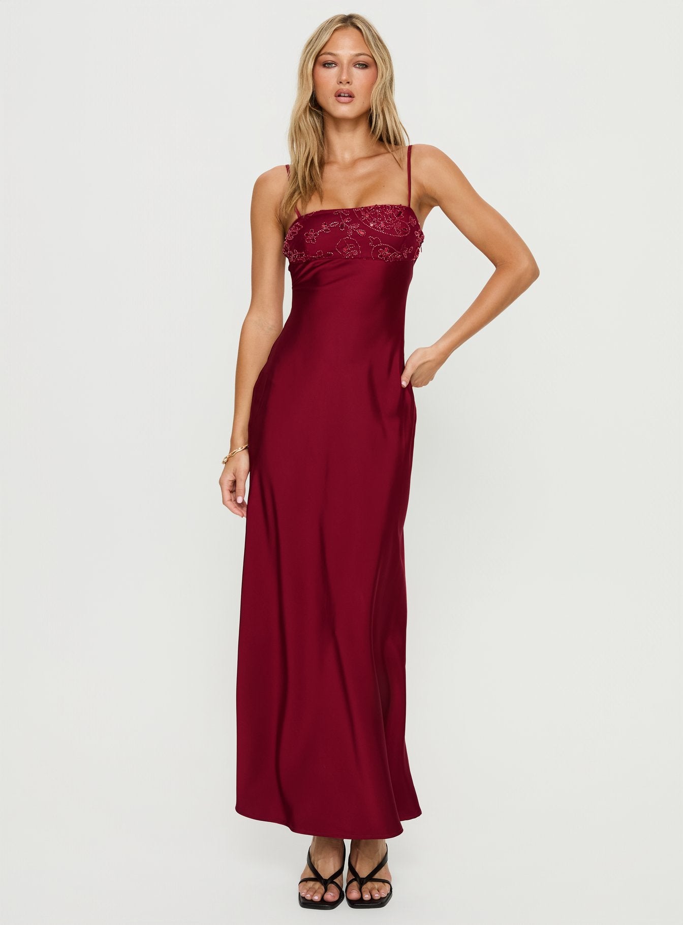 Engracia Sequin Maxi Dress Burgundy - Image 3