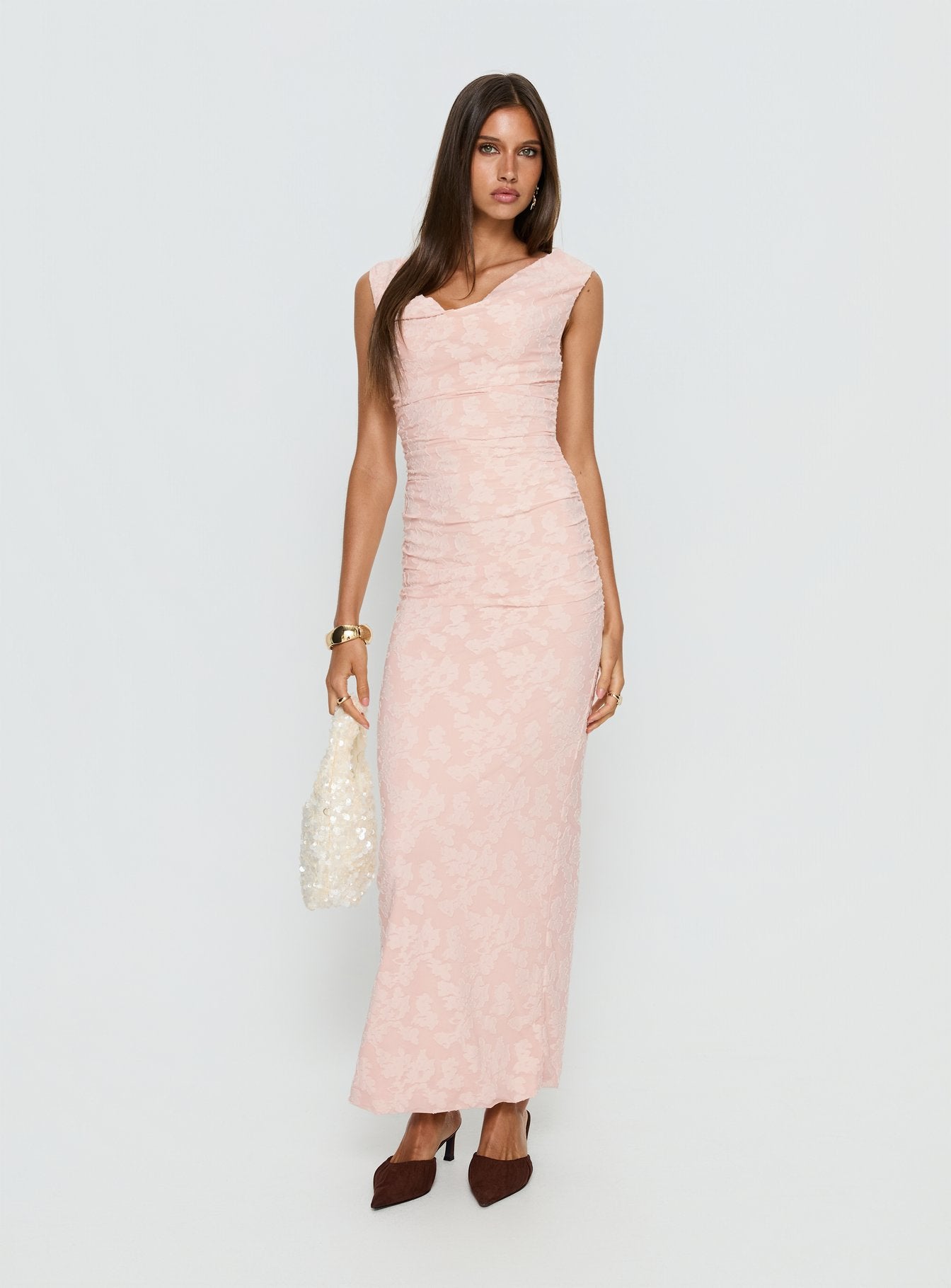 Kristeen Cowl Neck Maxi Dress Blush Pink - Image 3