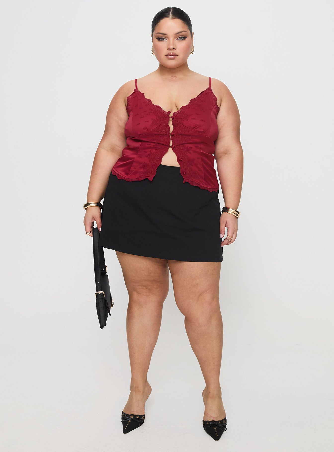Alternative view of Juliana Top Dark Red Curve