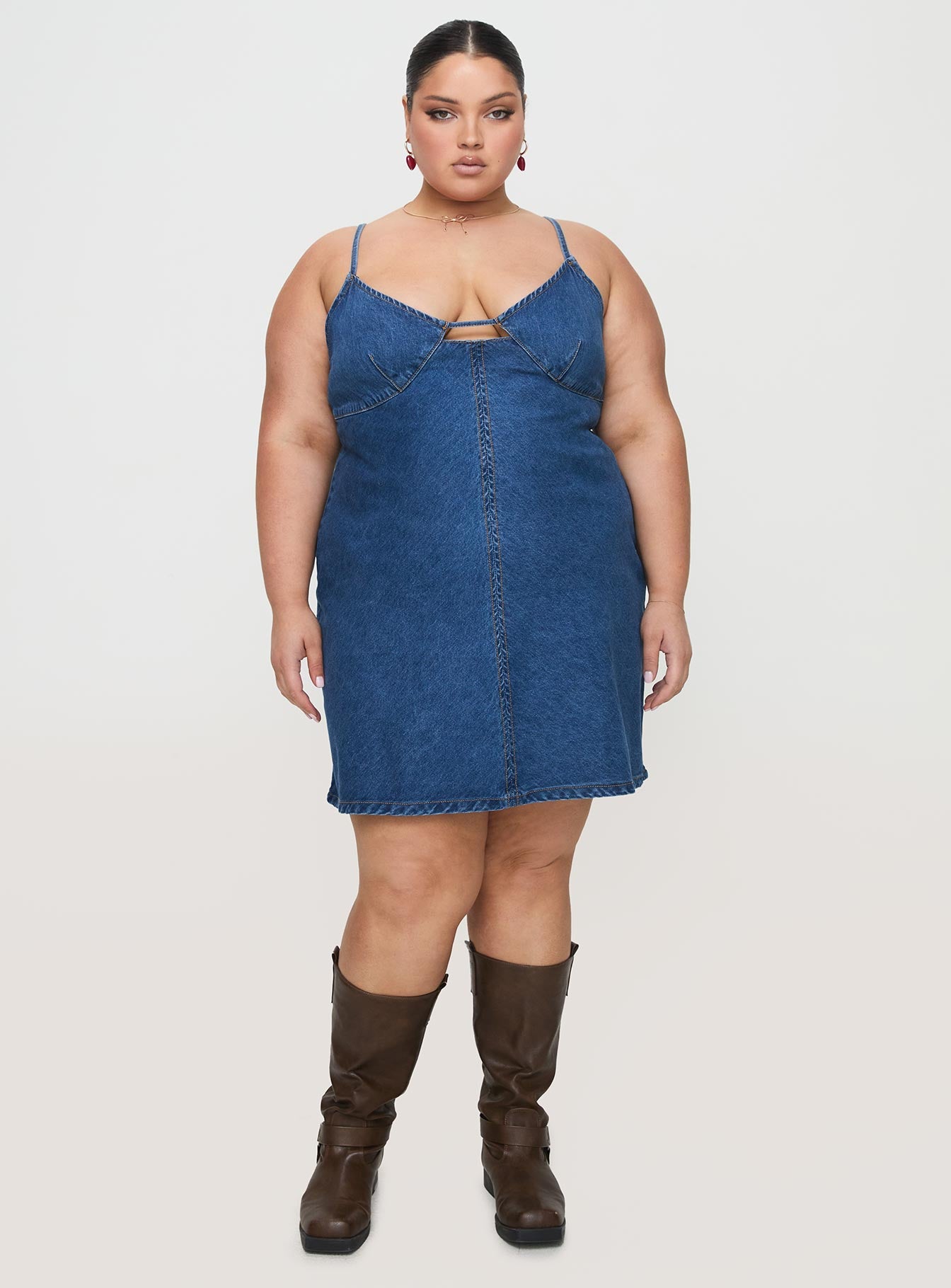 Alternative view of Arwen Denim Mini Dress Blue Curve