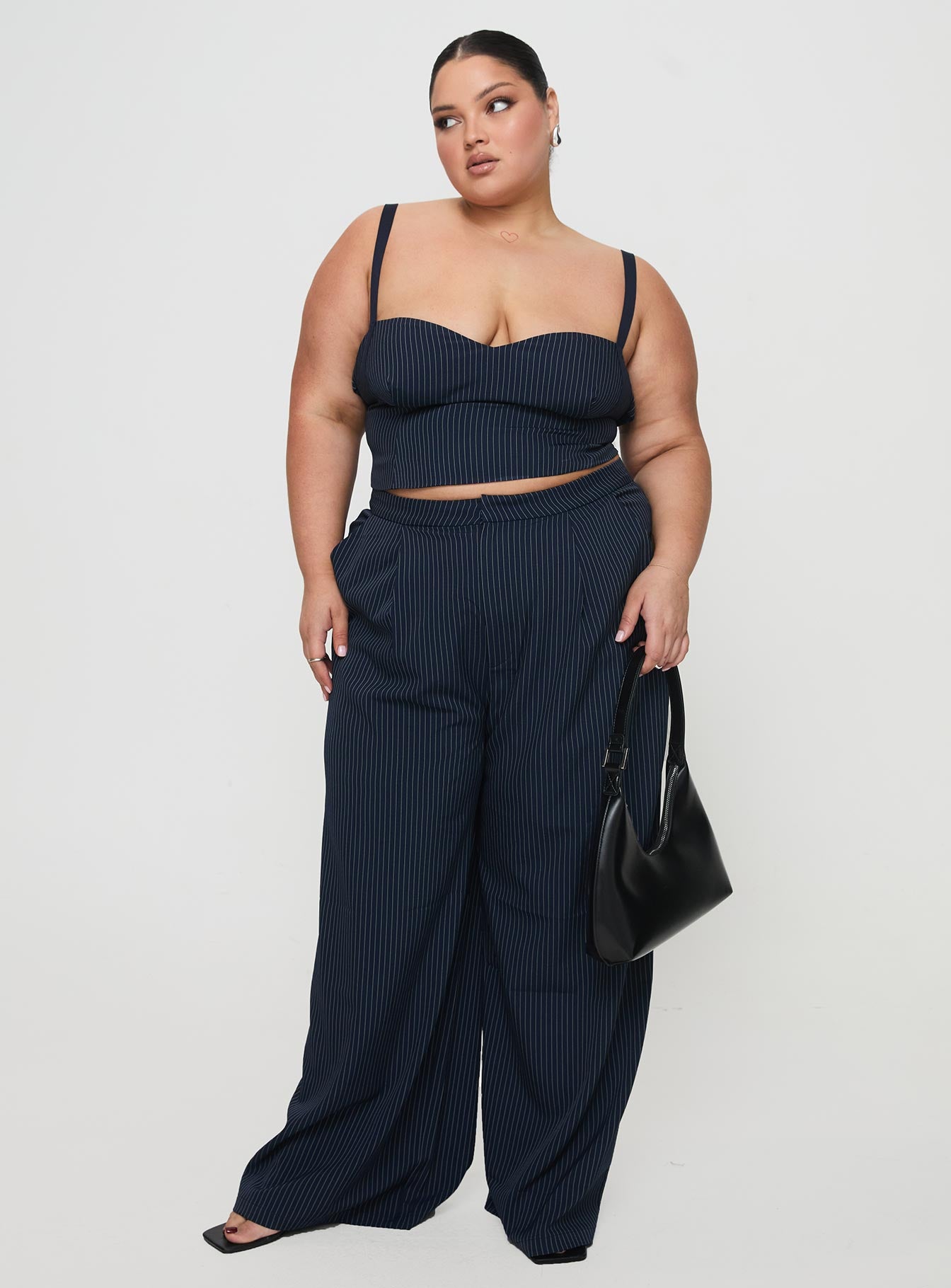 Alternative view of Briana Set Navy Pinstripe Curve