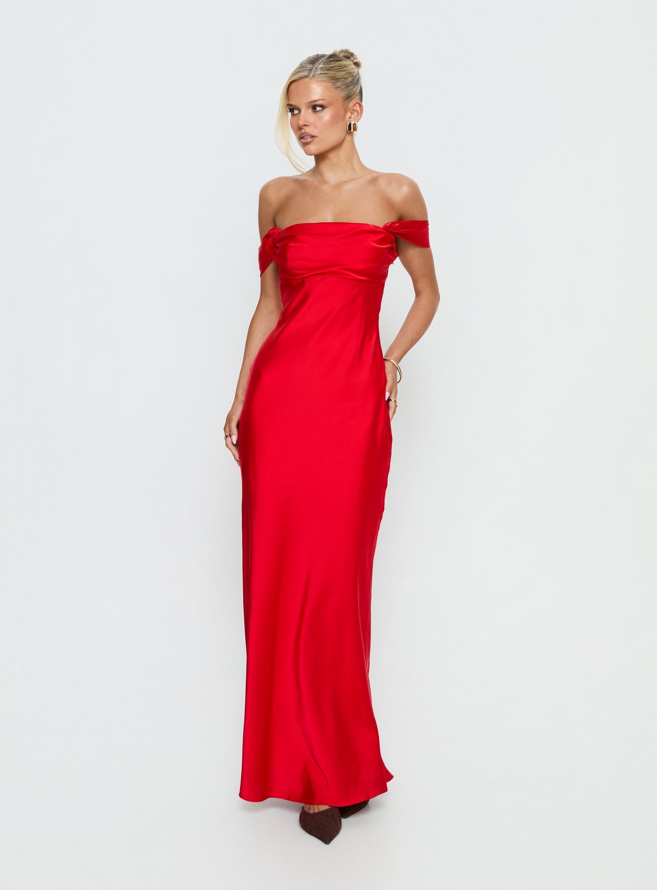 Azura Off The Shoulder Maxi Dress Red - Image 3