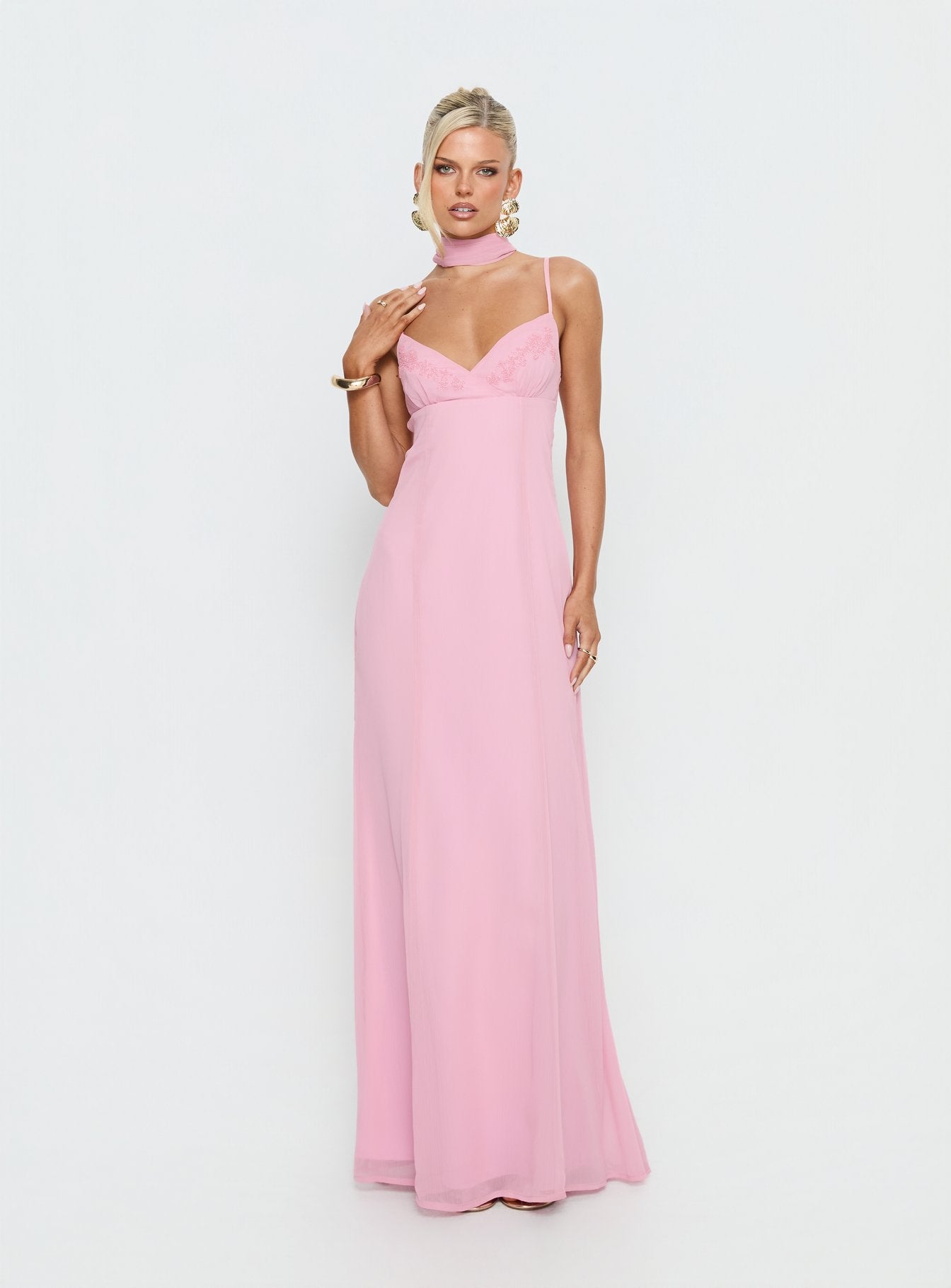 Jadira Scarf Maxi Dress Light Pink - Image 3