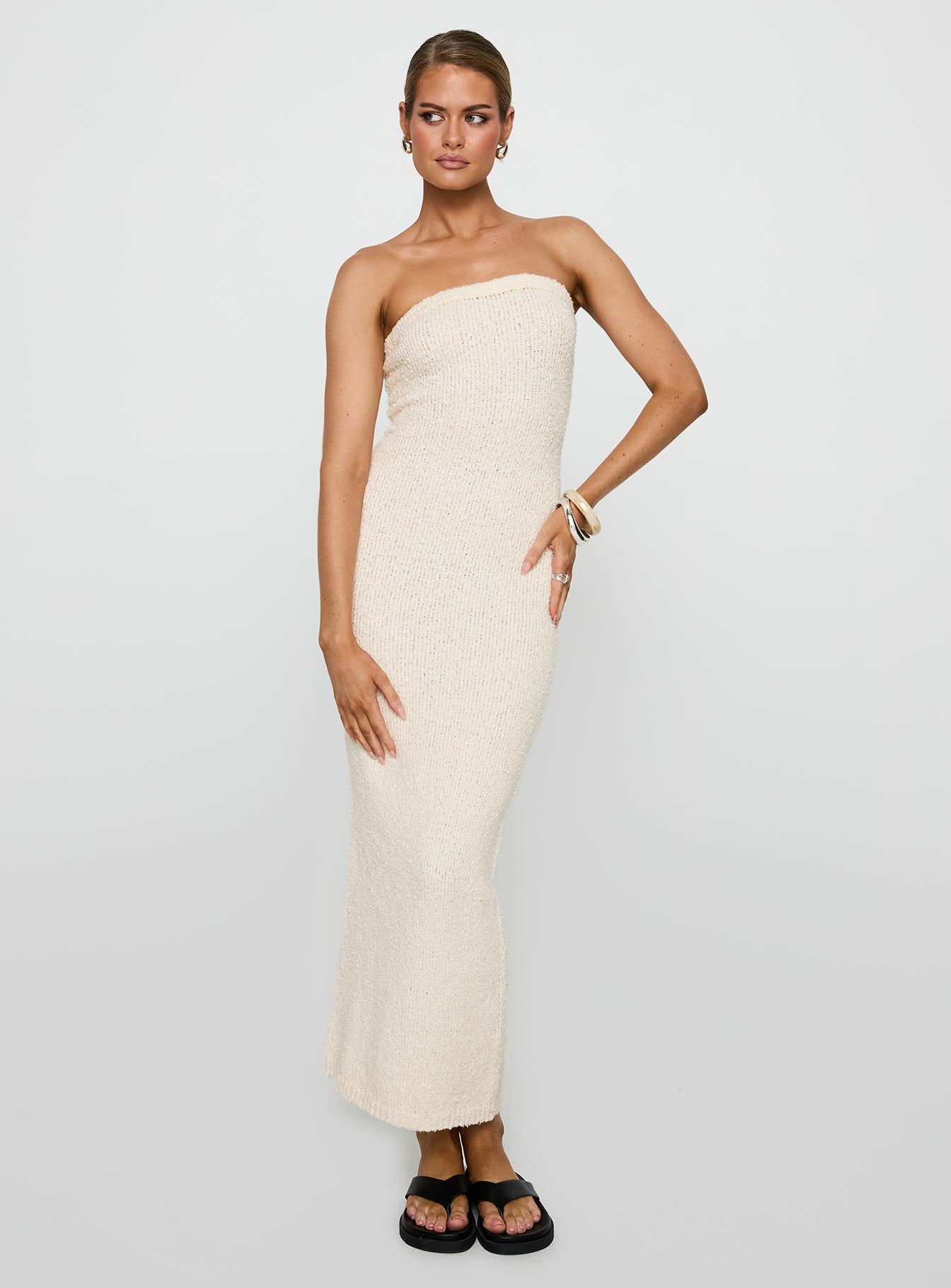 Alternative view of Cloud Strapless Boucle Maxi Dress Cream