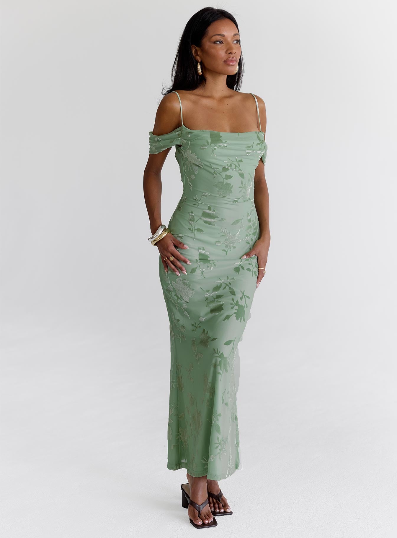 Alternative view of Green Gables Burnout Maxi Dress Sage