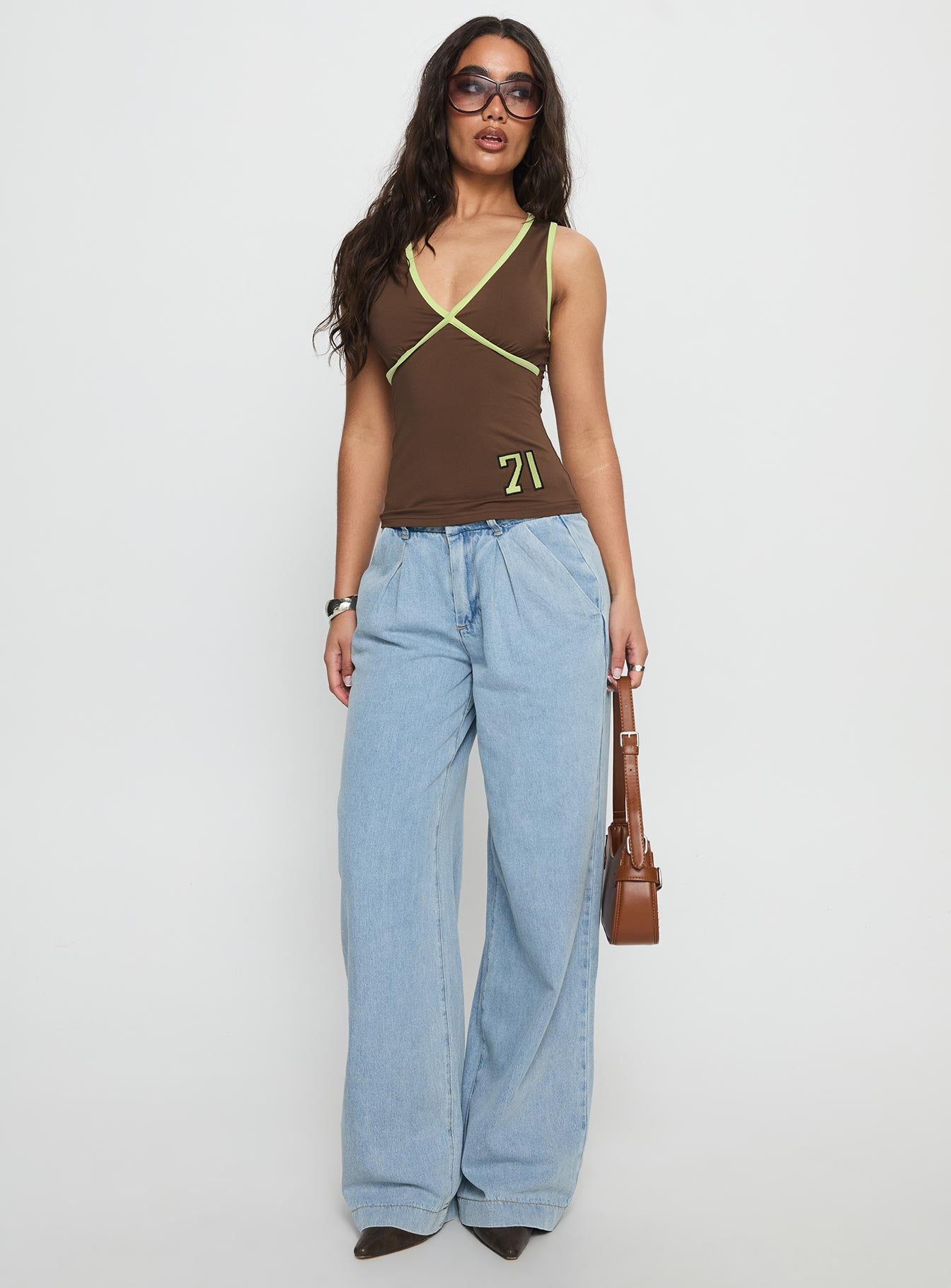 Alternative view of 71 Classics V Neck Top Brown