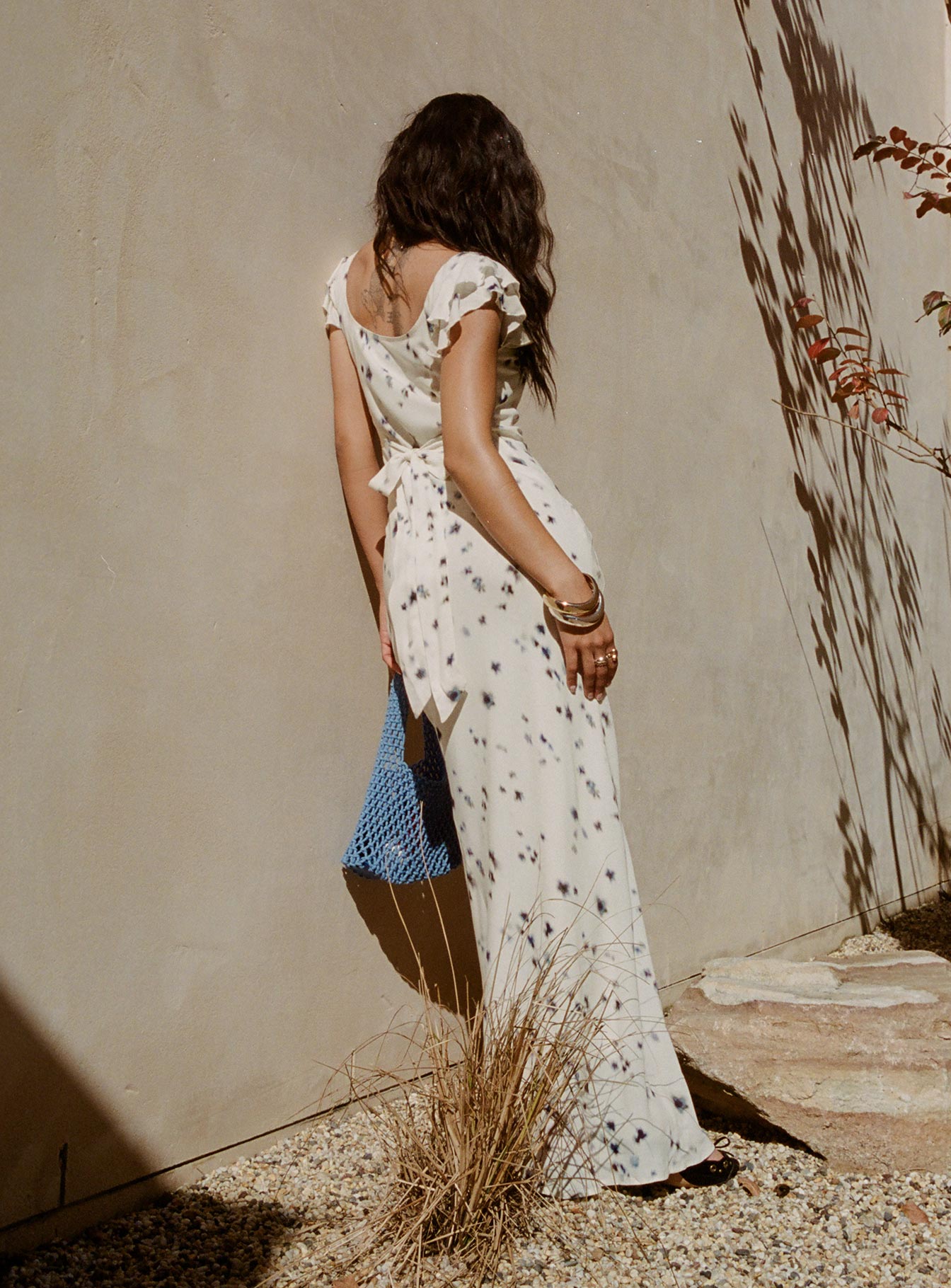 Jontee Bias Cut Maxi Dress Cream Floral - Image 2