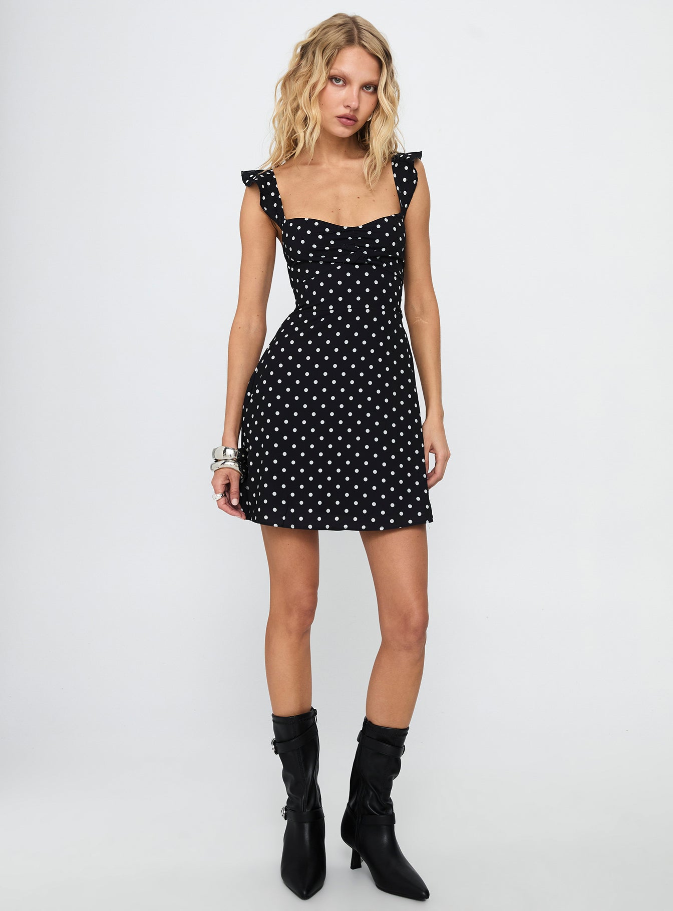 Landon Mini Dress Black / Polka Dot - Image 3