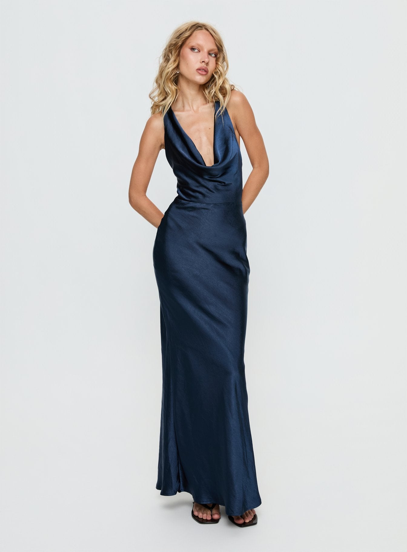 Alternative view of Aubrienna Cowl Neck Maxi Dress Navy