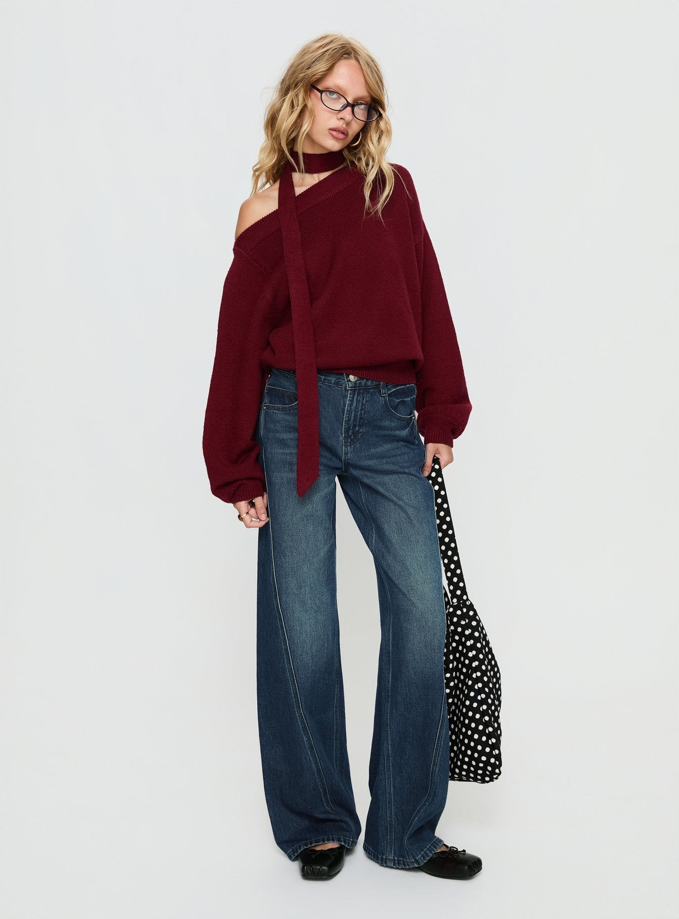 Kellsie High Rise Wide Leg Jeans Dark Blue Wash - Image 3